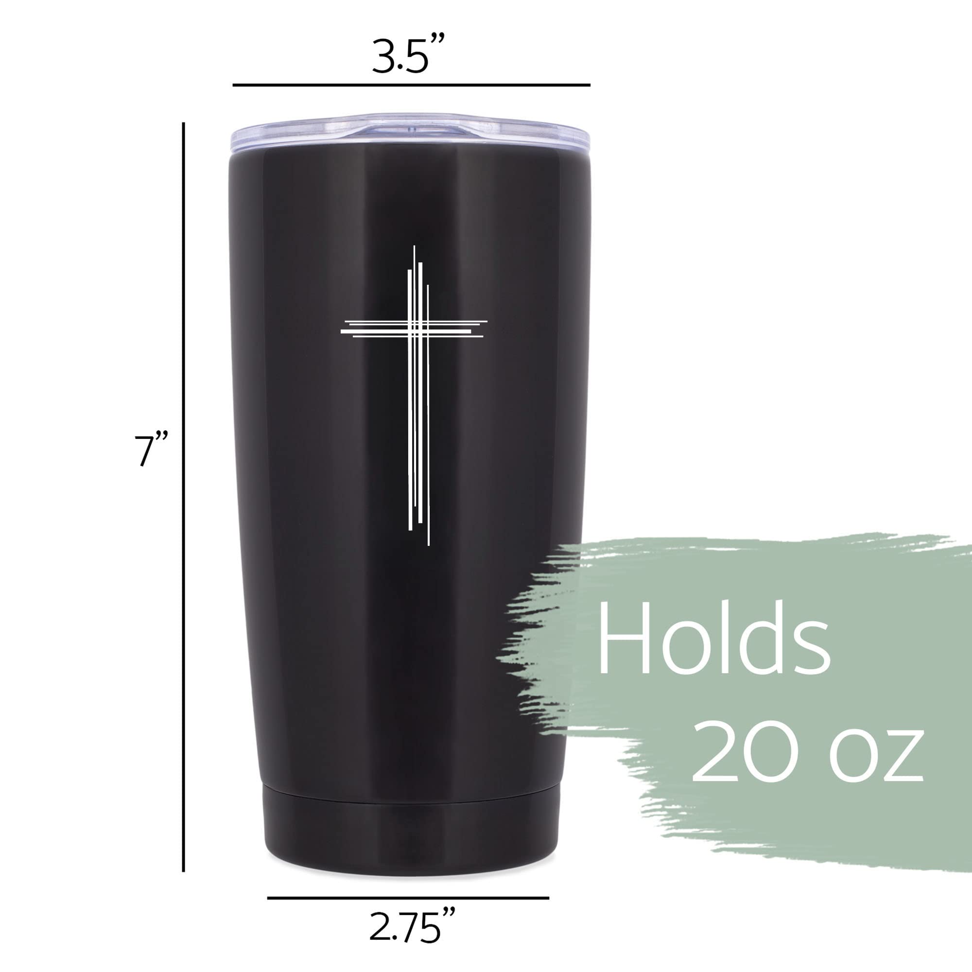 Elanze Designs Serenity Prayer 20 Ounce Classic Black Stainless Steel Travel Tumbler Mug