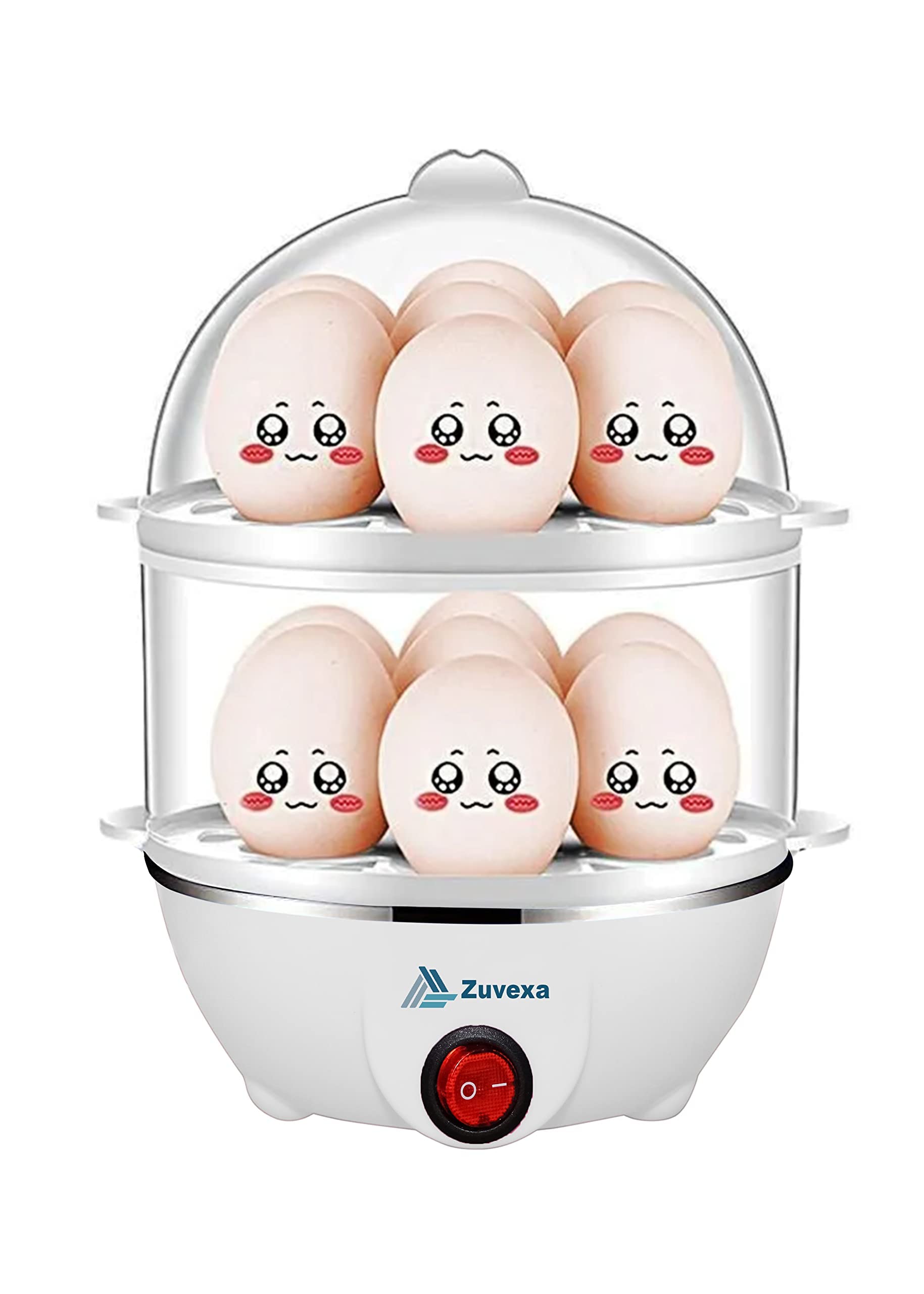 Zuvexa Egg Boiler Poacher Automatic Off Steaming, Cooking, Boiling Double Layer 14 Egg Boiler (Multicolor)
