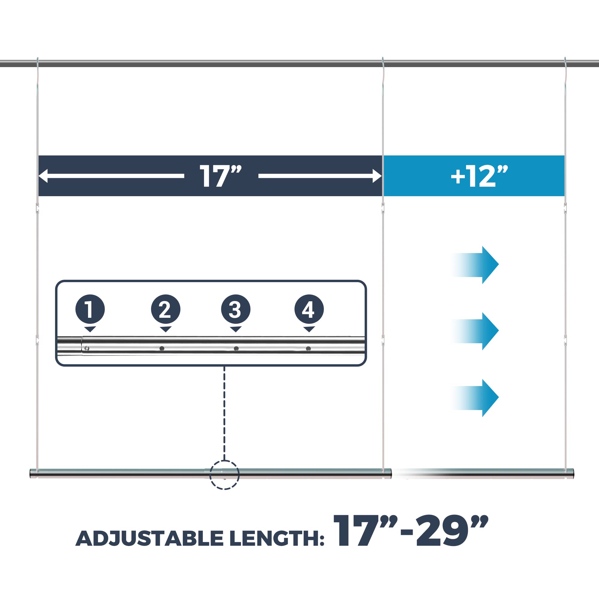 Sto Sto 2 Pack Closet Hanging Rod, Length And Height Adjustable Closet Rod, Space-Saving Closet Extender Hanging Bar For Hanging