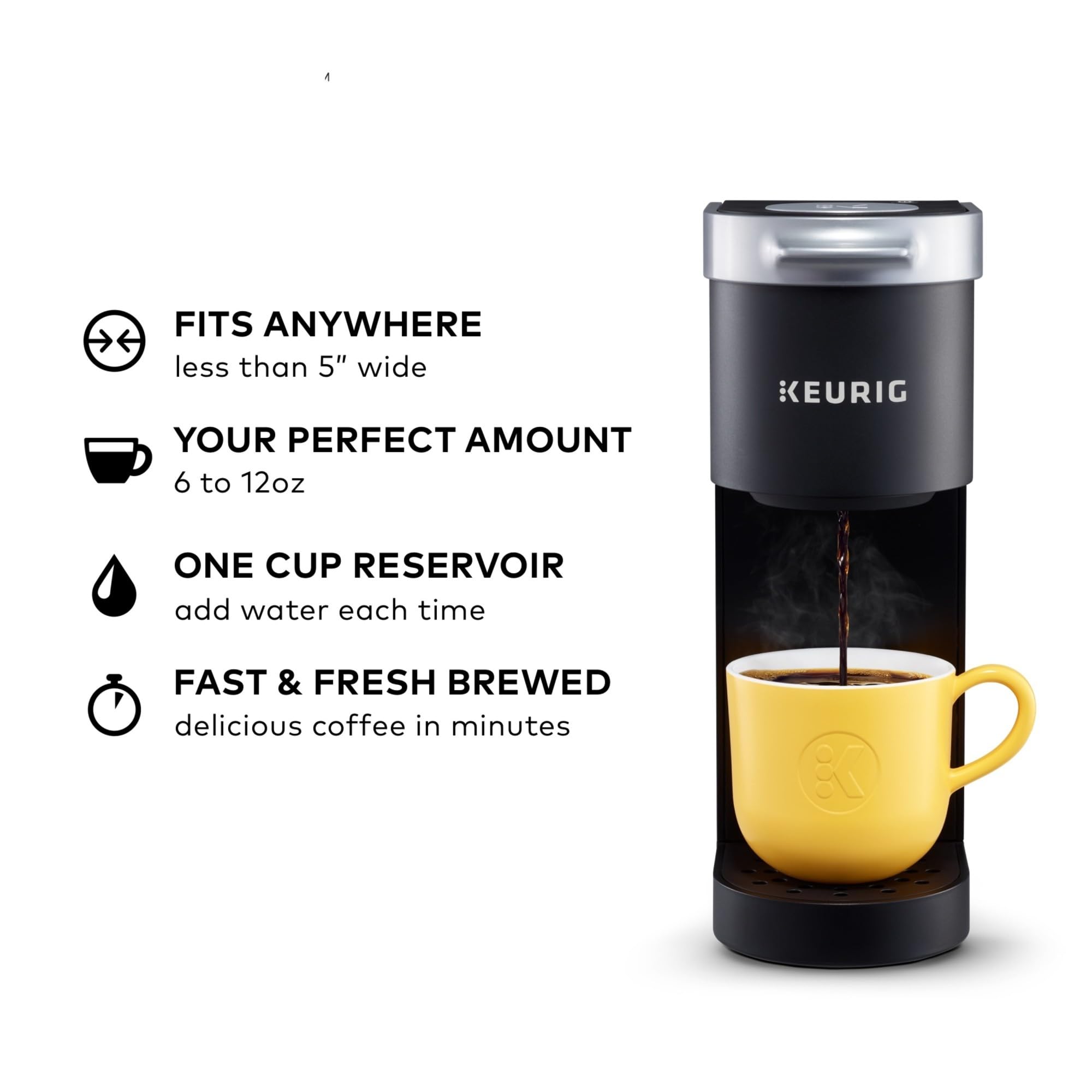 Keurig K-Mini Single Serve K-Cup Pod Coffee Maker, 6 To 12Oz Brew Size, With Cord Storage, Perfect For Small Spaces, Black