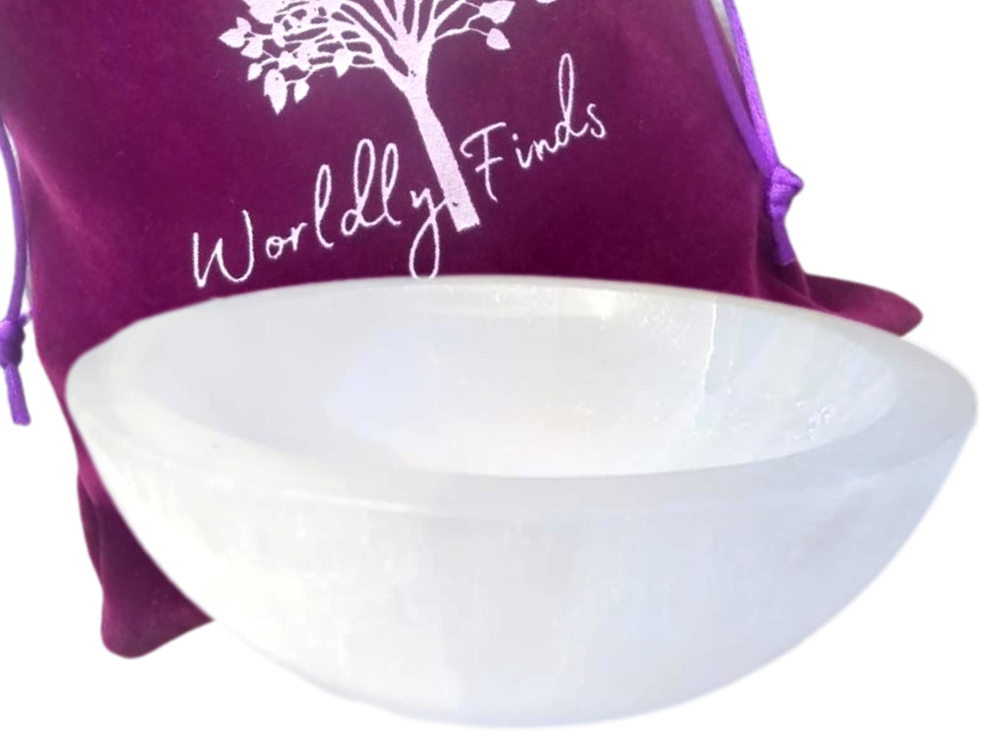 Worldly Finds Selenite Crystal Smudge Bowl, 6 Sizes, Hand-Carved, Moroccan Crystal Holder to Charge, Cleanse Crystals, Charging,