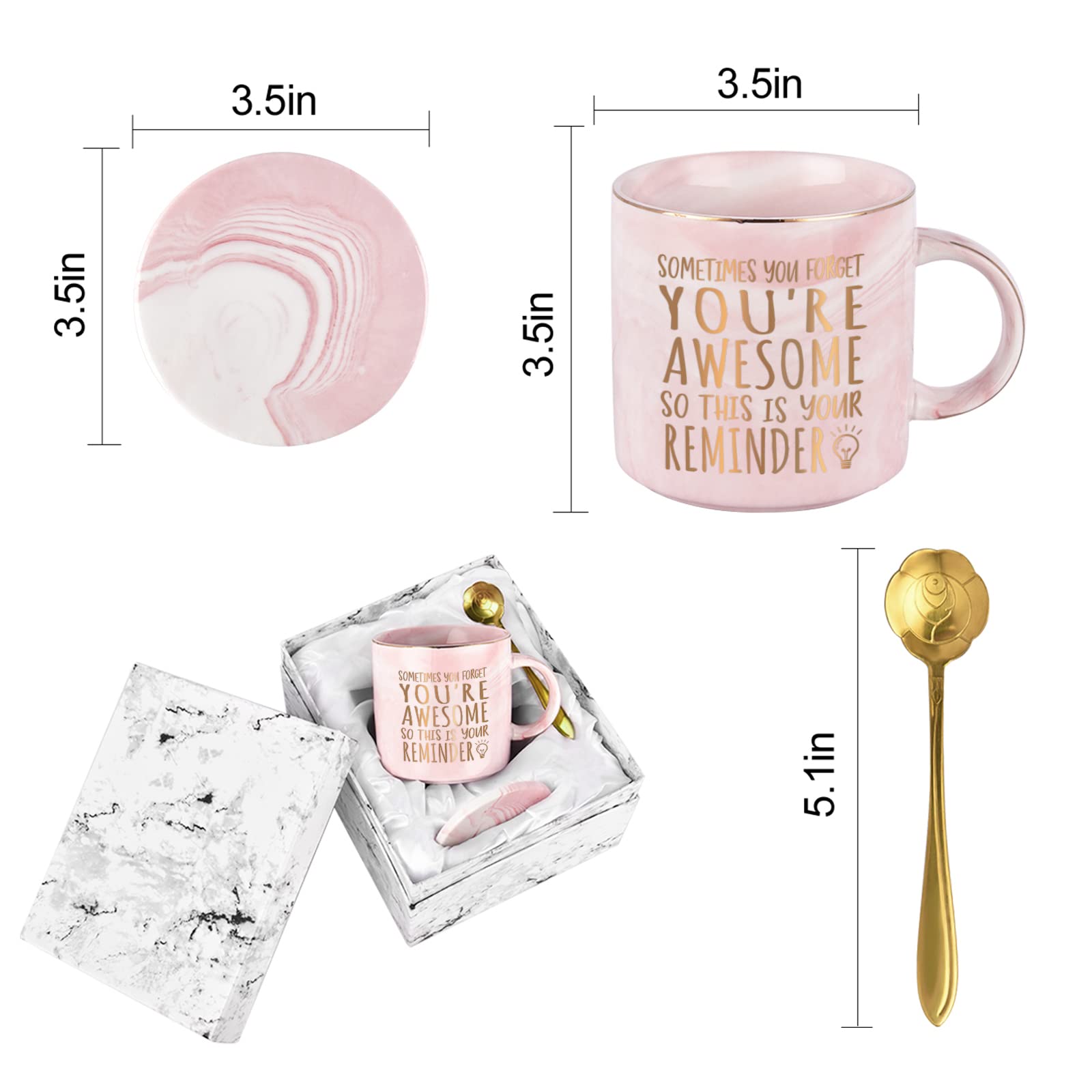 Thank You Gifts for Women  Sometimes You Forget You're Awesome Mug  Inspirational Encouragement Gifts for Women  Appreciation Congratulations Farewell Gifts for Her Women Coworkers Friends  12 Oz Pink