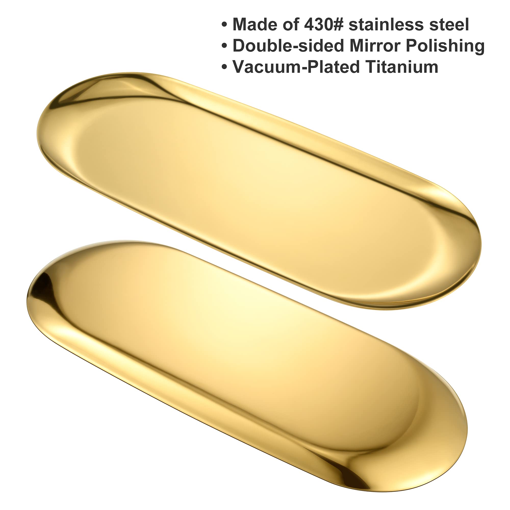 Gold Oval Vanity Tray, Stainless Steel Jewelry Tray, Bathroom Tray, Makeup Cosmetic Trays,Towel Napkin Tray, Storage Organizer,1