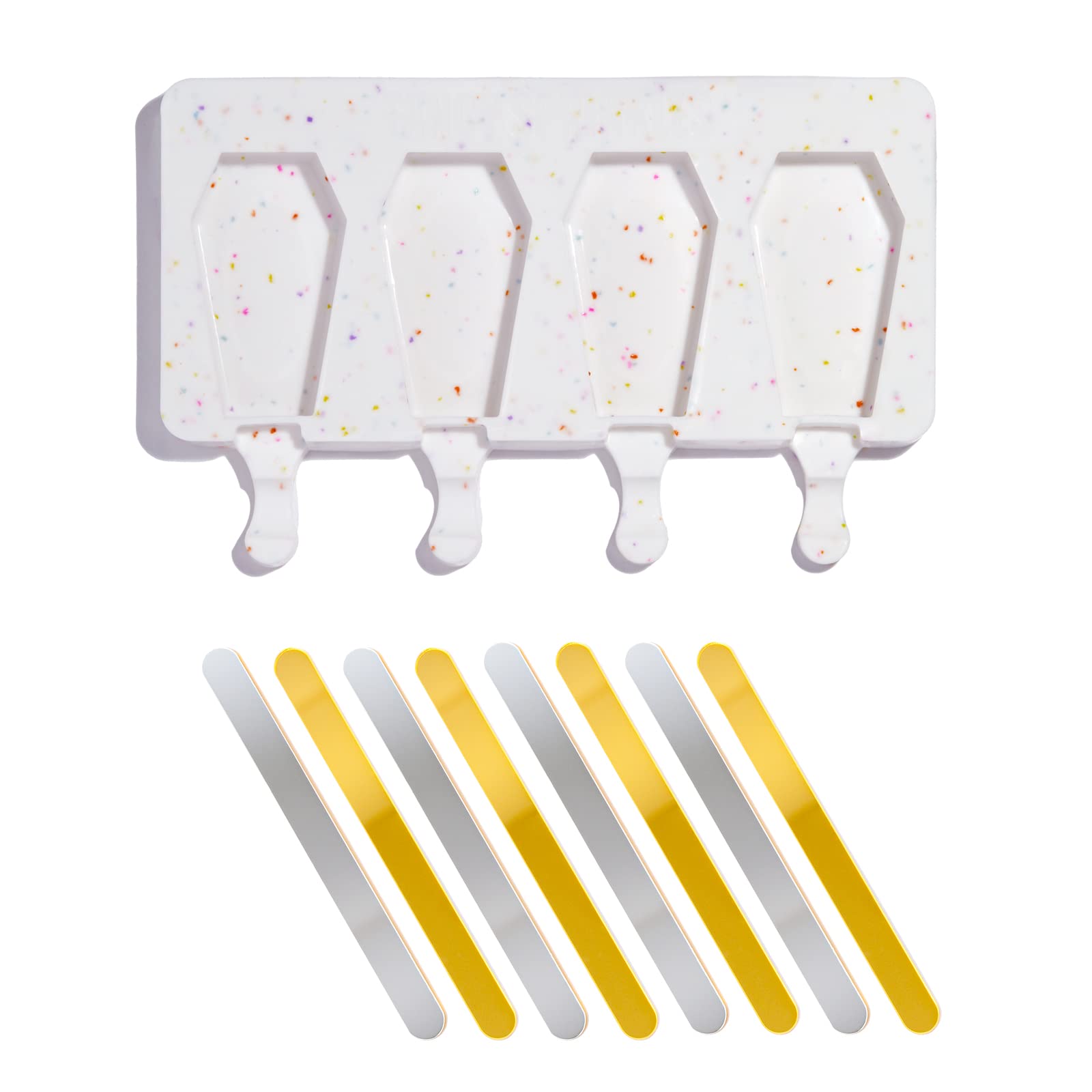 Fancy Sprinkles Limited Edition Halloween Elvira Coffin Cakesicle Mold, 4 Cavities Reusable Silicone, For Baking & Dessert Decor