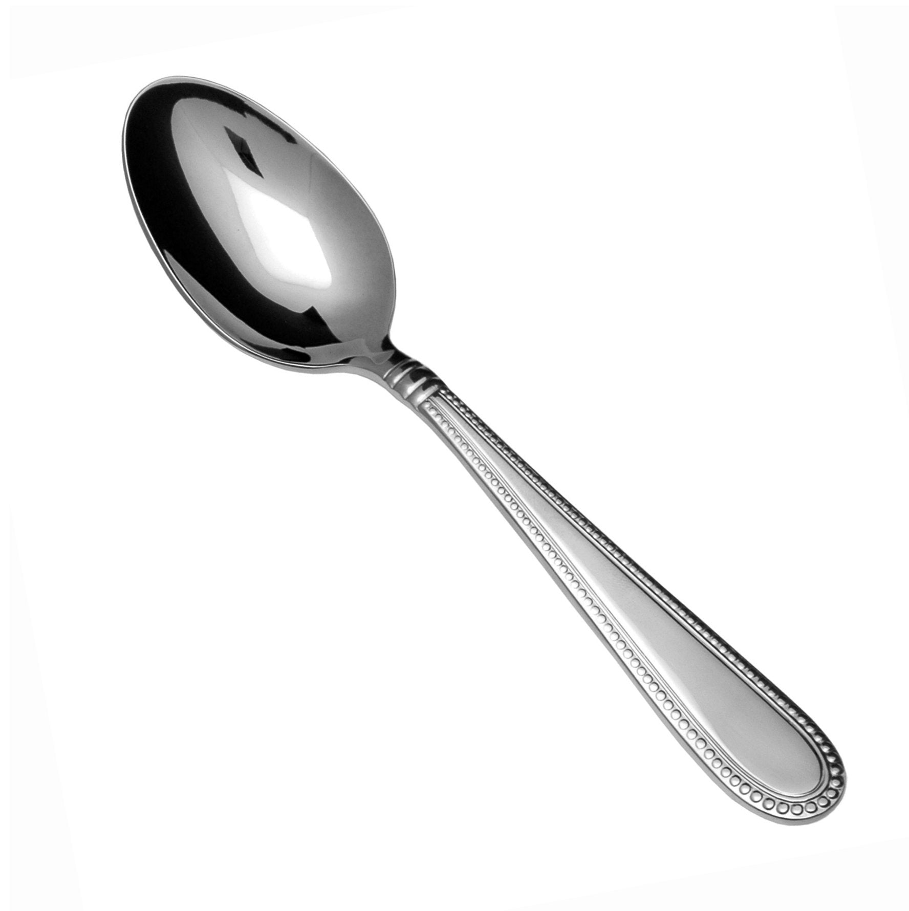 Fortessa Caviar 18/10 Stainless Steel Flatware Dessert/Oval Soup Spoon, Set Of 12,Silver