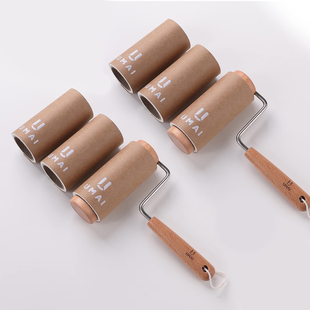 UmaiLint Roller For Clothes (2 Rollers + 4 Replacement Rolls  Total 360 Sheets) | Wooden EcoFriendly Lint Roller For Clothes,