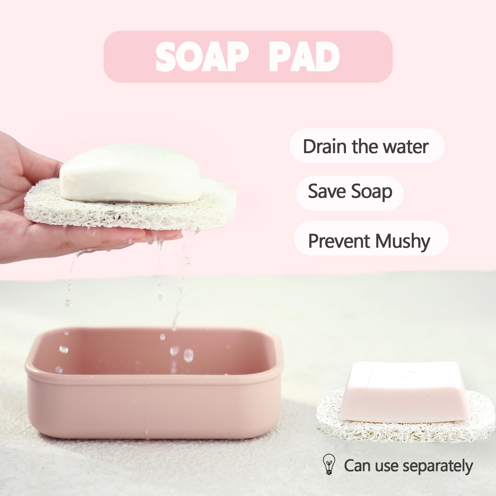 Puting Large Travel Soap Case Leak Proof, Silicone Shampoo Bar Holder, Soap Container With Draining Layer, Slip-Resistant Portab