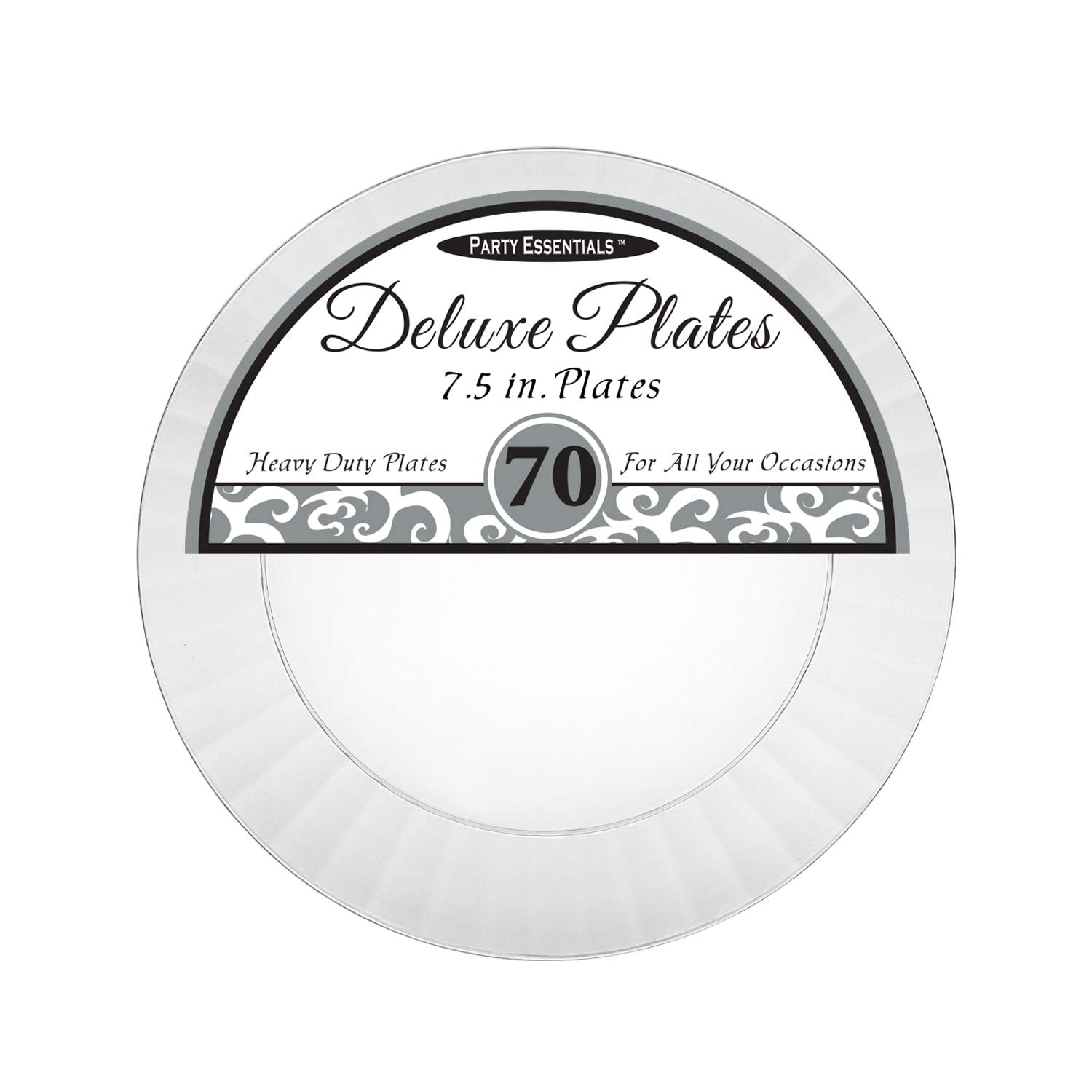 Party Essentials Deluxe Quality Hard Plastic 70 Count Round Party/Salad Plates, 7-1/2-Inch, Clear