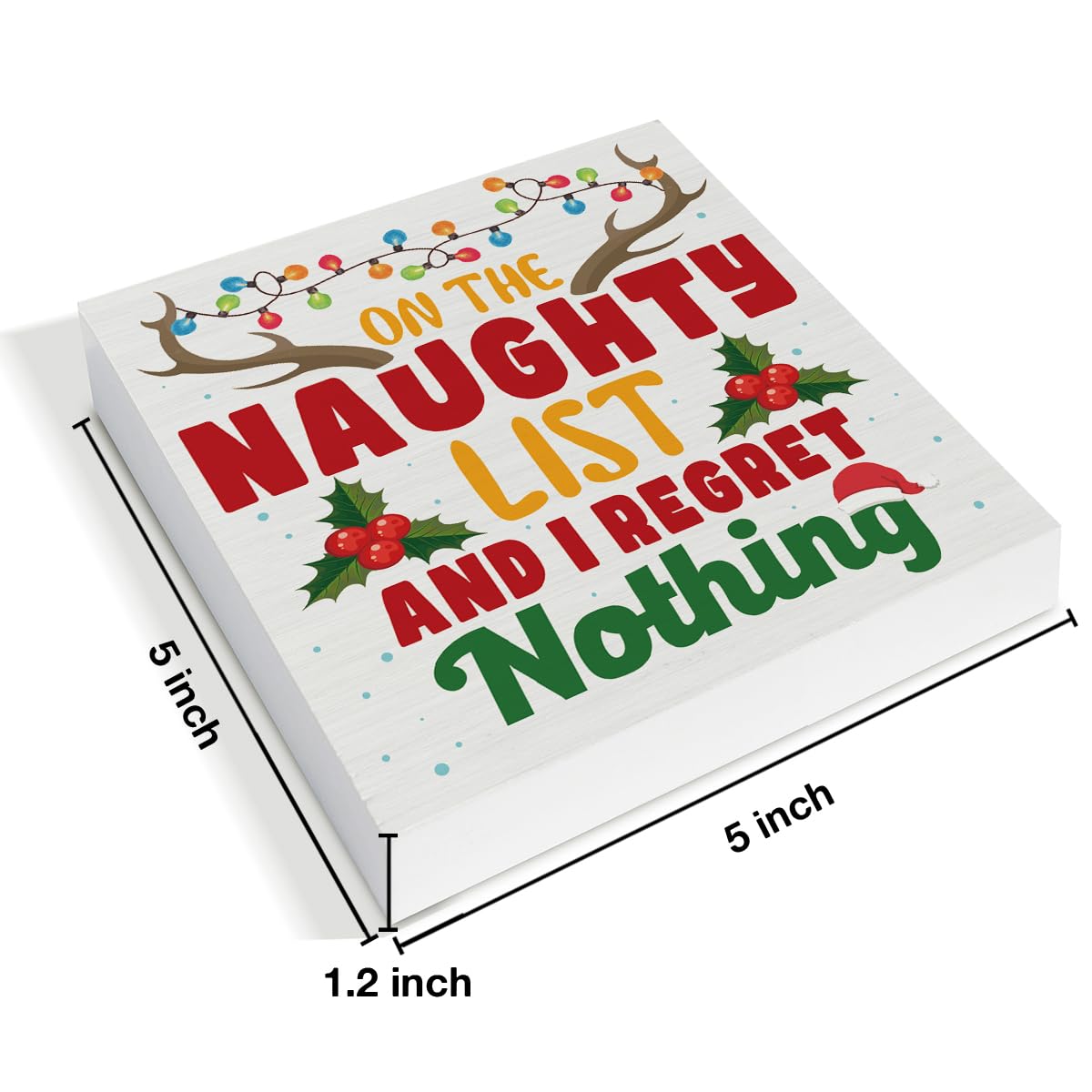 Funny Christmas Decorations, on the Naughty List and I Regret Nothing Wooden Sign, Christmas Room Decor, Christmas Decor for Des