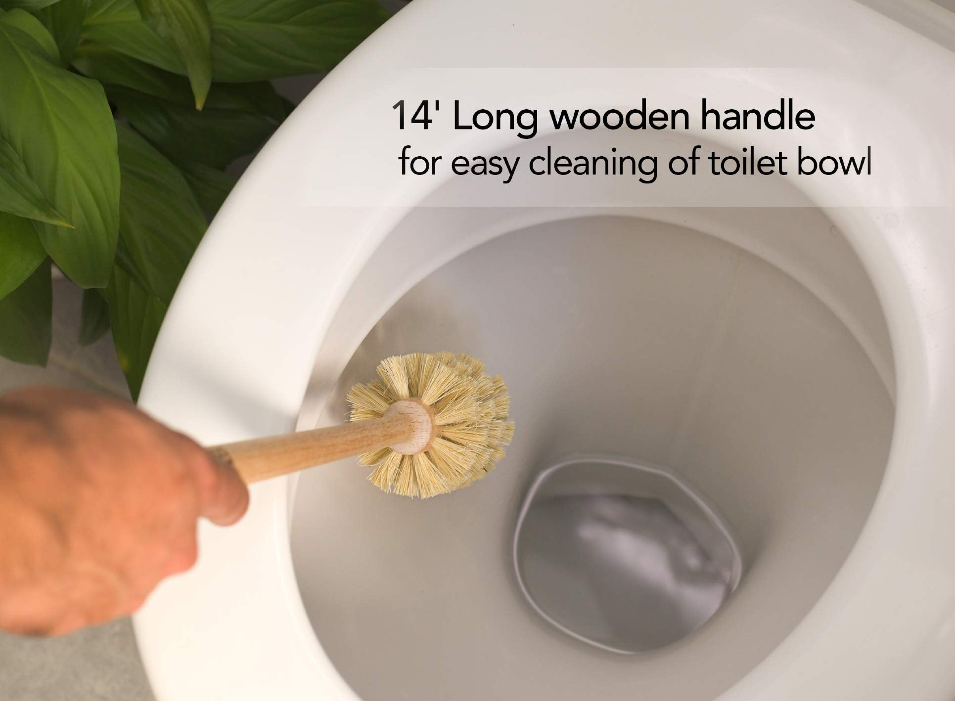 Ecolulu Eco Friendly Toilet Brush, 2 Pack Wood Toilet Brush Made Of Beechwood, Strong Hemp Bristles With 360 Cleaning Power, Bio