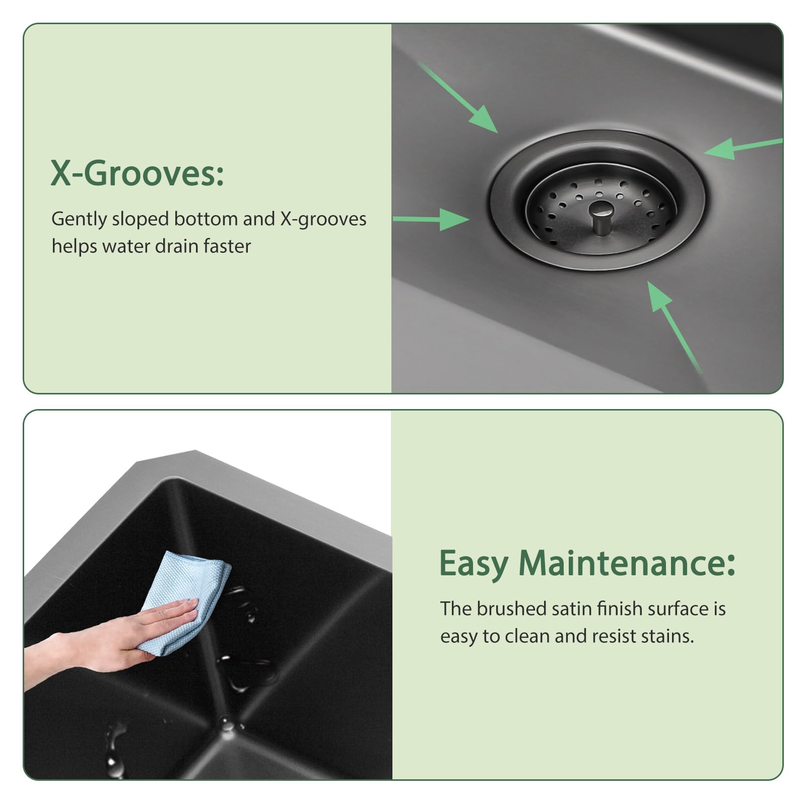 Couoko Black Kitchen Sink 32 Inch Undermount Kitchen Sinks Gunmetal Black Stainless Steel Single Bowl 16 Gauge Handmade Sink 32'