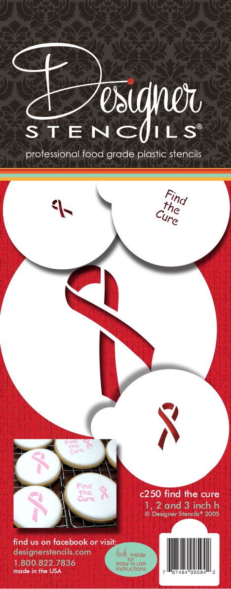 Designer Stencils Find The Cure Cake Stencils, Beige/Semi-Transparent