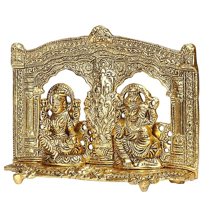Crown Warriors Metal Laxmi Ganesh Idol Bhagwan Ganpati Murti Metal Statue Sitting Laxmi Ji For Home Office Decor Pooja Good Luck