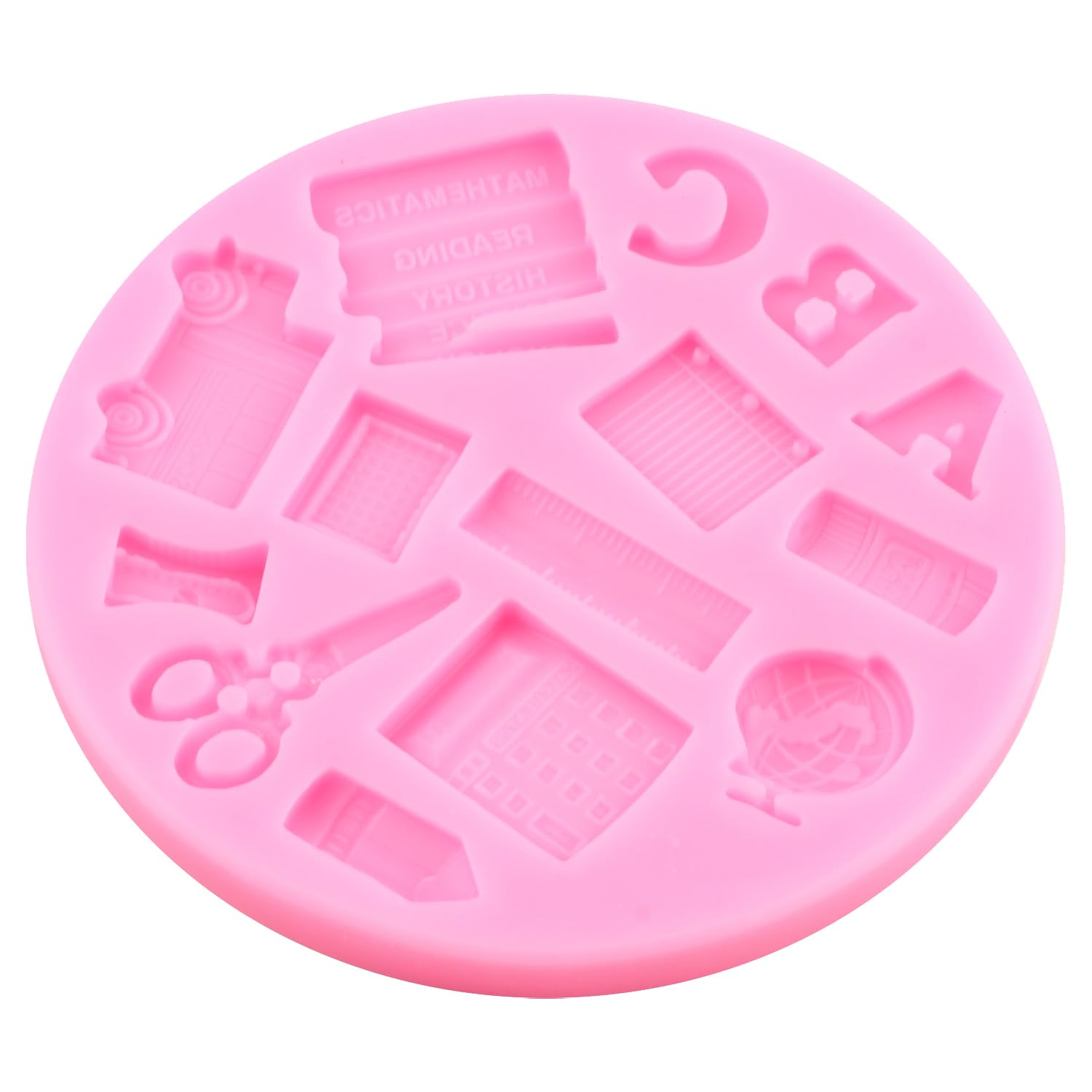 Xmoldnms Back To School Silicone Molds Book Scissor Ruler Crayon Fondant Molds For Cake Decoration Cupcake Topper Chocolate Cand