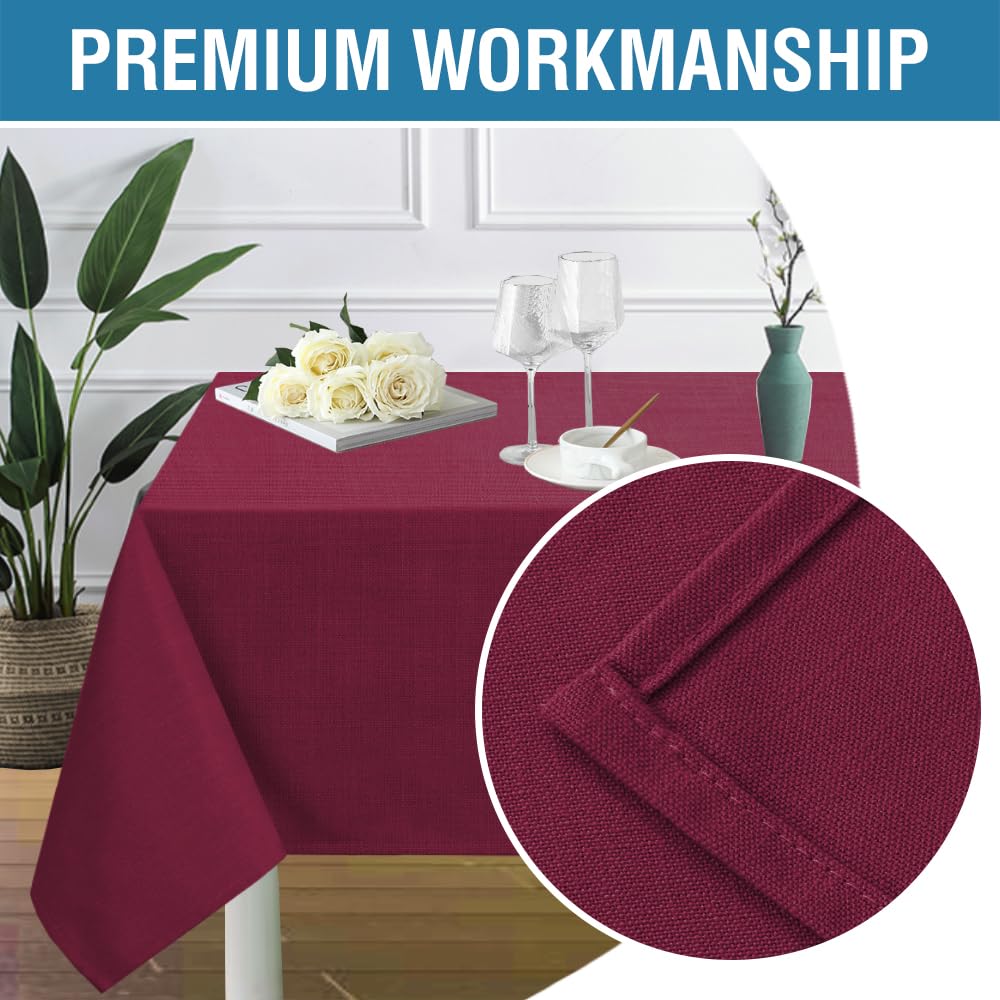 H.Versailtex Linen Textured Table Cloths Square 60 X 60 Inch Premium Tablecloth Spill-Proof Waterproof Table Cover For Dining Bu