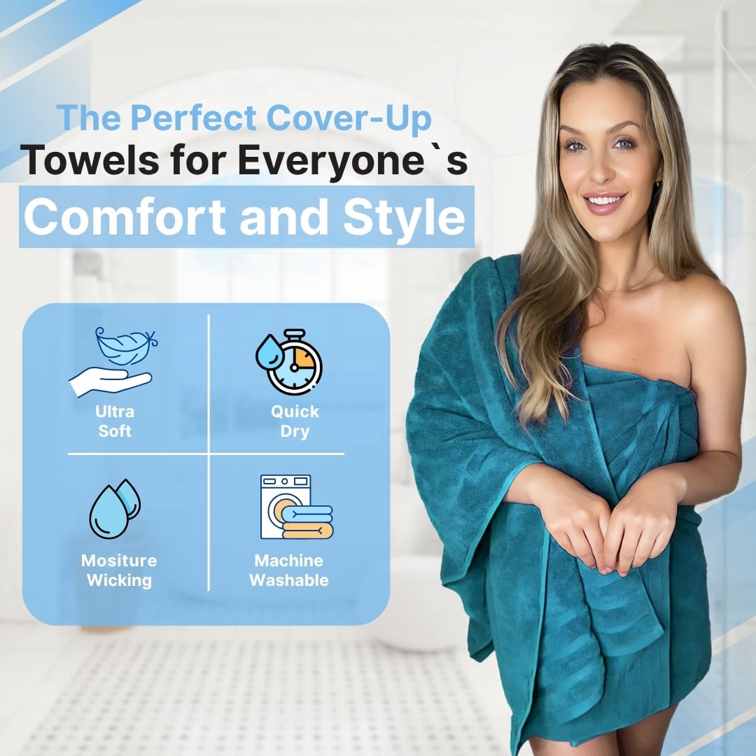 Premium Teal Bath Towels - 700 GSM 100% Cotton 27x54 Inches Pack of 2 Bathroom Towels - Ultra Soft and Highly Absorbent Hotel and Spa Quality Bath Towels for Bathroom by Infinitee?Xclusvies
