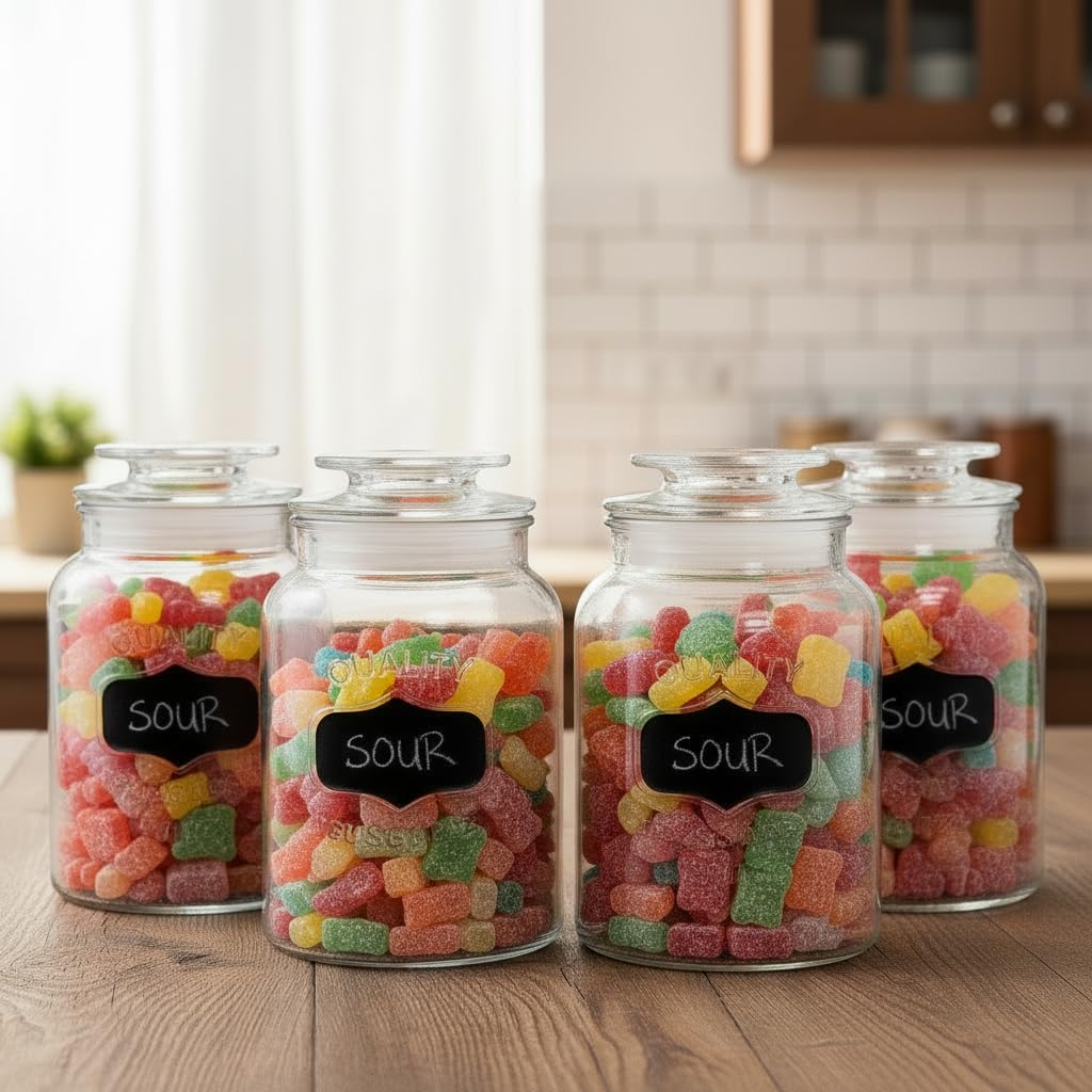 Ginoya Brothers  Kitchen Glass Jar (4, 1500 Ml. Cookie Jar)
