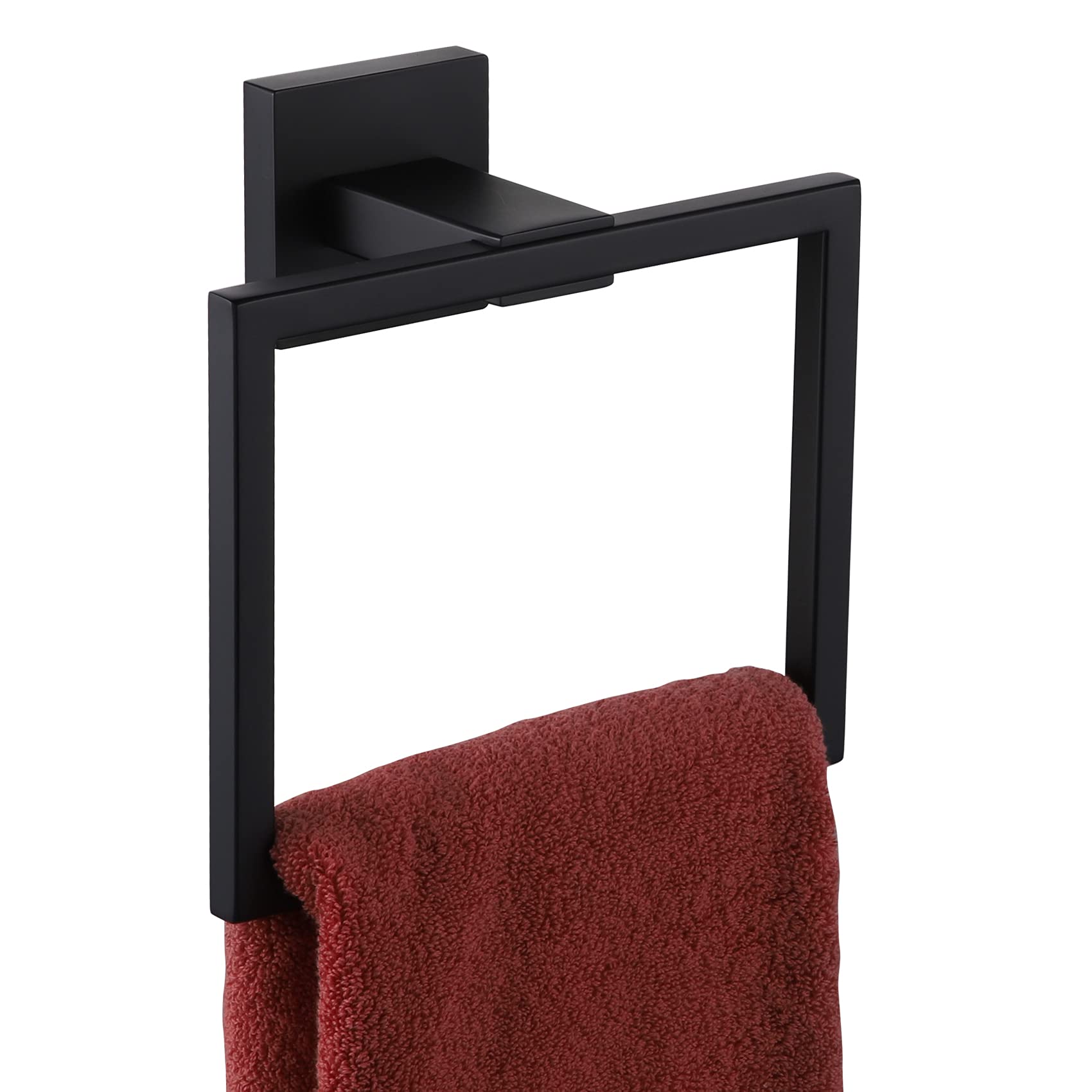 Kokosiri Hand Towel Ring Shower Towel Hanger Holder Bath Towel Holder Bathroom Lavatory Stainless Steel Wall Mount, Matte Black,
