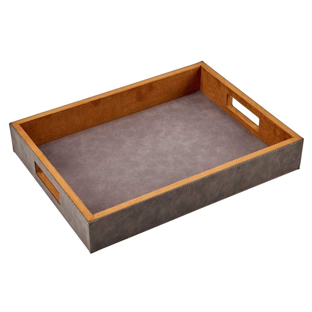 Leatherette Tray  Grey 2.5 X 12 X 16
