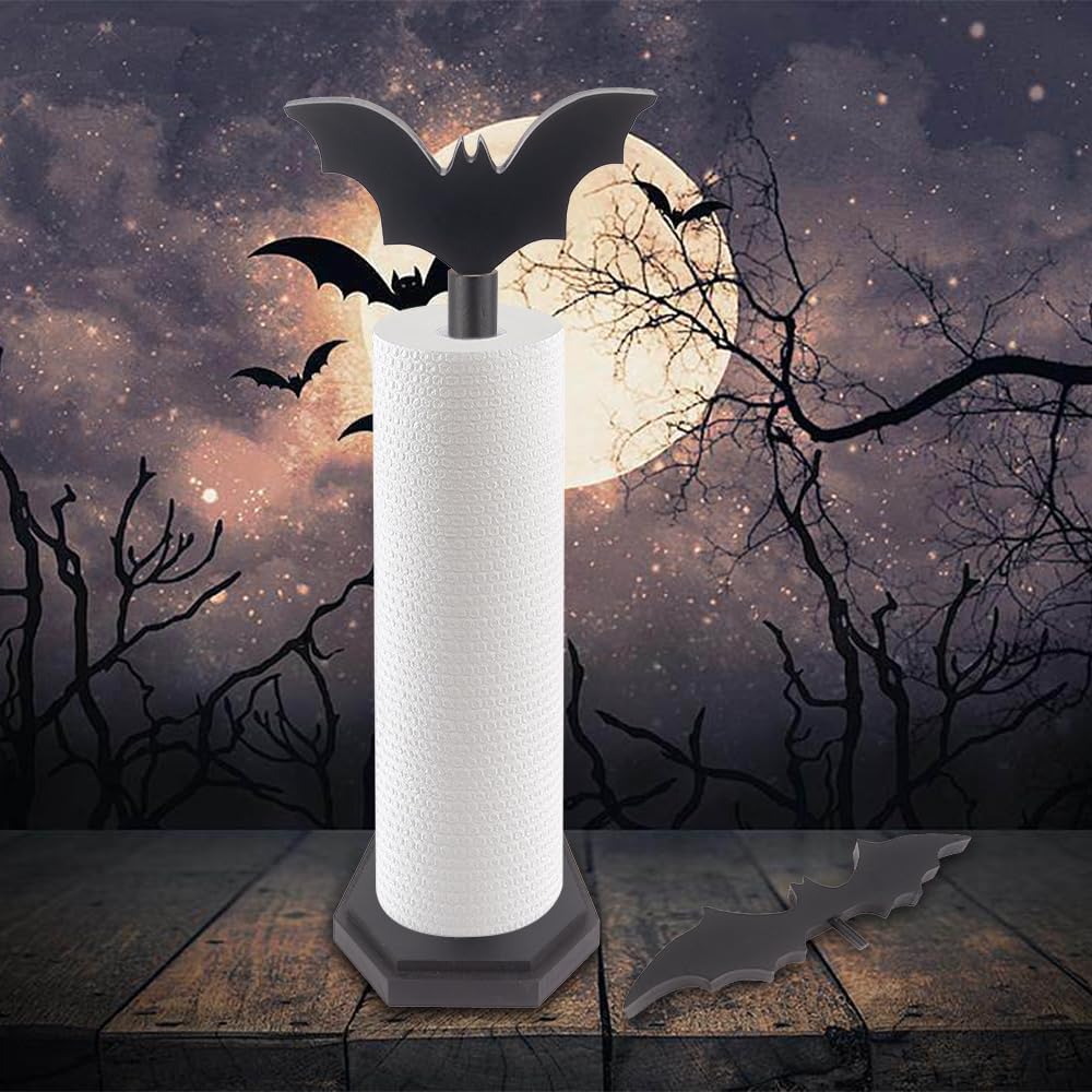 Bat Paper Towel Holder, Paper Towel Roll Holder For Kitchen Bathroom, Halloween Kitchen Decor, Goth Kitchen Decor With Coffin Ba