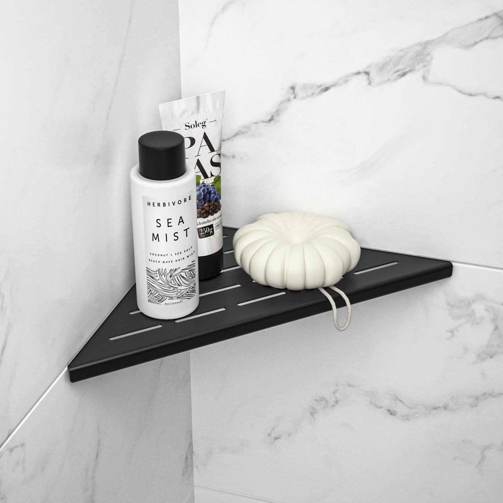 Bernkot Corner Shower Shelf 10'' Matte Black 304 Stainless Steel Slot Design Recessed Corner Shelf Bathroom Shower Shelf For Til