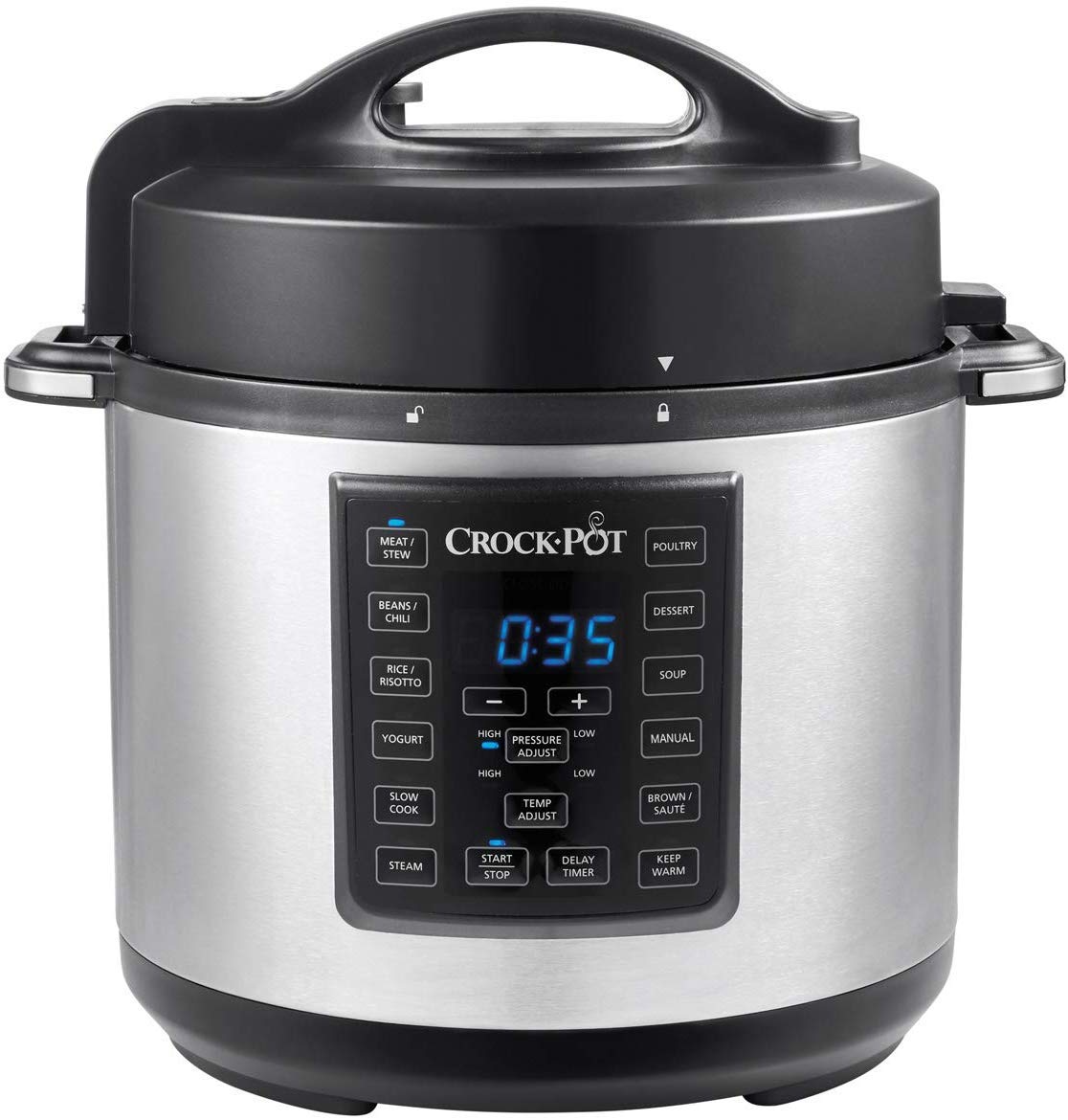 Crock-Pot Express Outer Lid Pressure Cooker Csc051, 12-In-1 Programmable Multi-Cooker, Slow Cooker, Steamer And Saute, 5.6 Litre