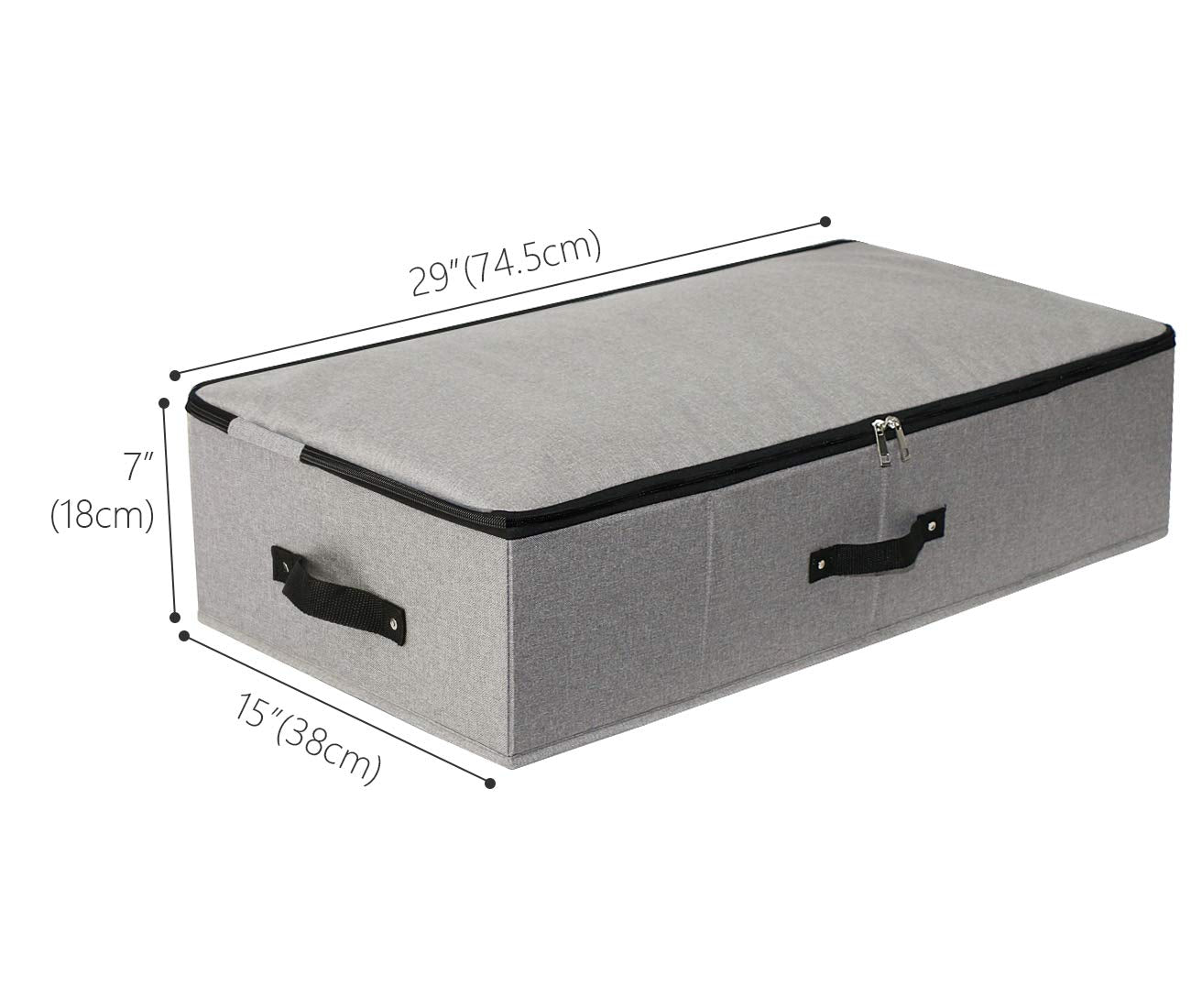 2PCS Foldable Under Bed Storage Container with Plastic Support Liner, Handles, Zipper lid, Sweater Pillow Blankets ClothesStorag