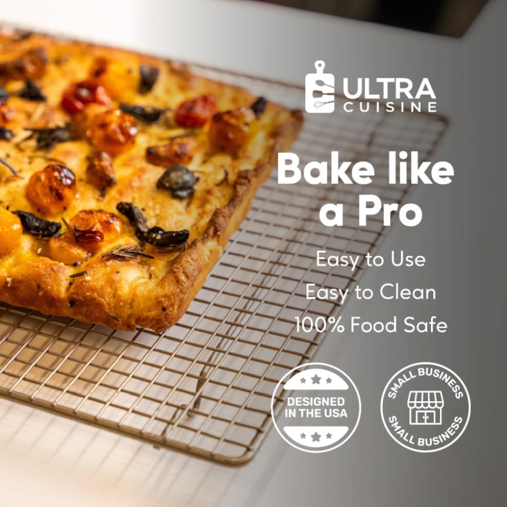 Ultra Cuisine Oven-Safe, Dishwasher-Safe 100% Stainless Steel Cooling And Baking Rack Set Heavy Duty Tight-Wire - 11.5 X 16.5-In