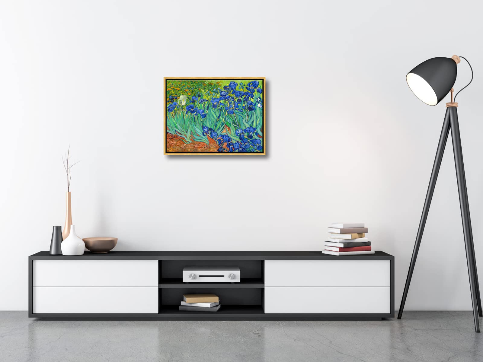 Wieco Art Framed Wall Art Canvas Prints Irises By Van Gogh Famous Flowers Oil Paintings Reproduction Abstract Canvas Prints For