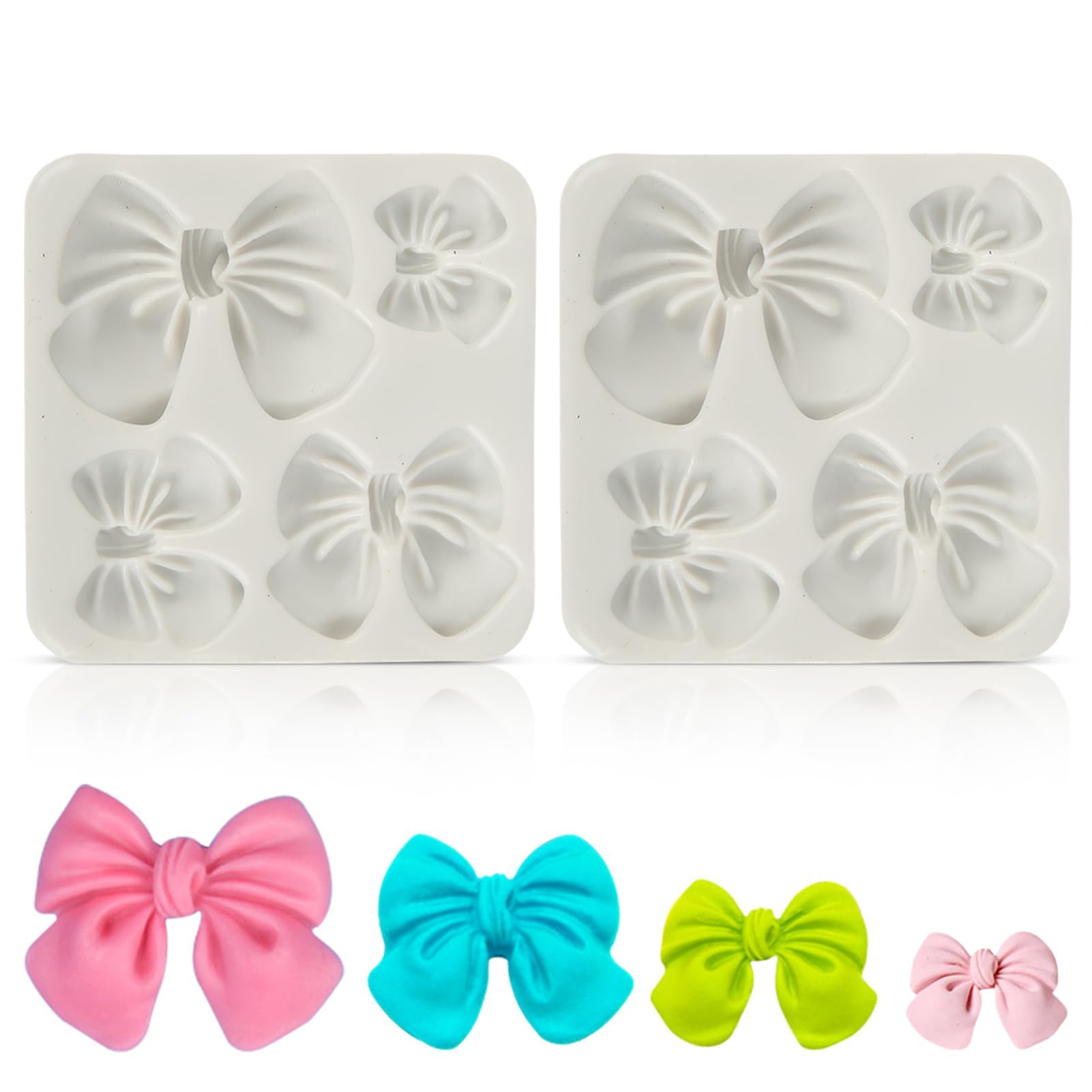 Fondant Bow Molds, 2 Pcs Mini Bow Silicone Fondant Molds Bow Molds For Chocolate Cartoon Bow Silicone Mold For Cupcake Cake Cand