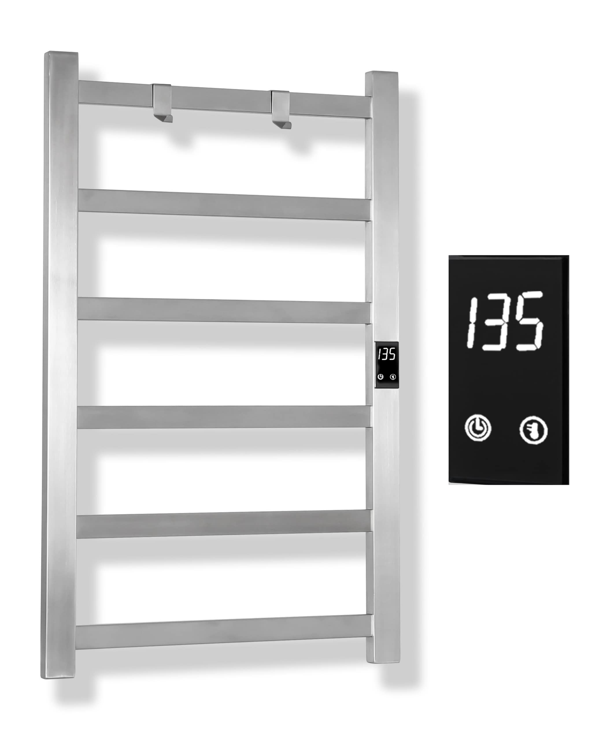 Topdattion Electric Towel Warmer | Super Thin | with Timer & Temperature Multi-Level Adjustments | Hardwired & Plug-in | 6 Bar B