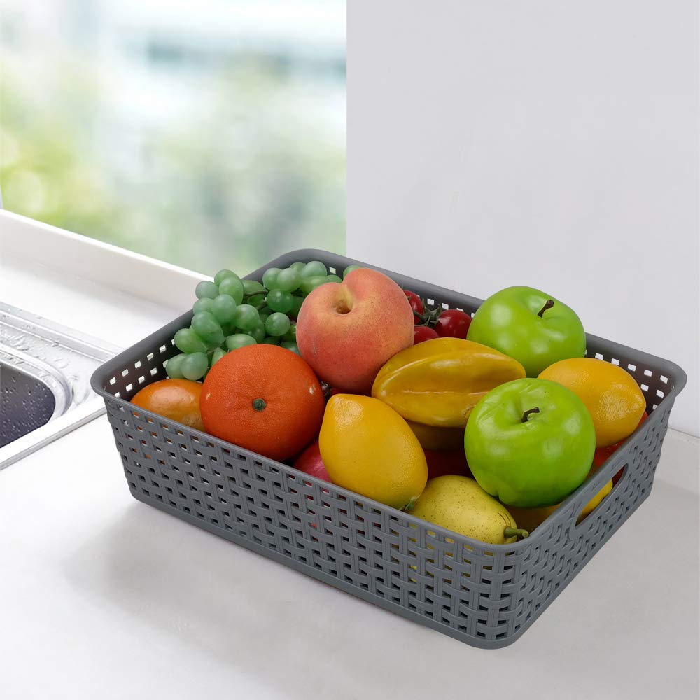 Joyeen Plastic Paper Storage Trays, Office Shallow Basket Set Of 4 Grey