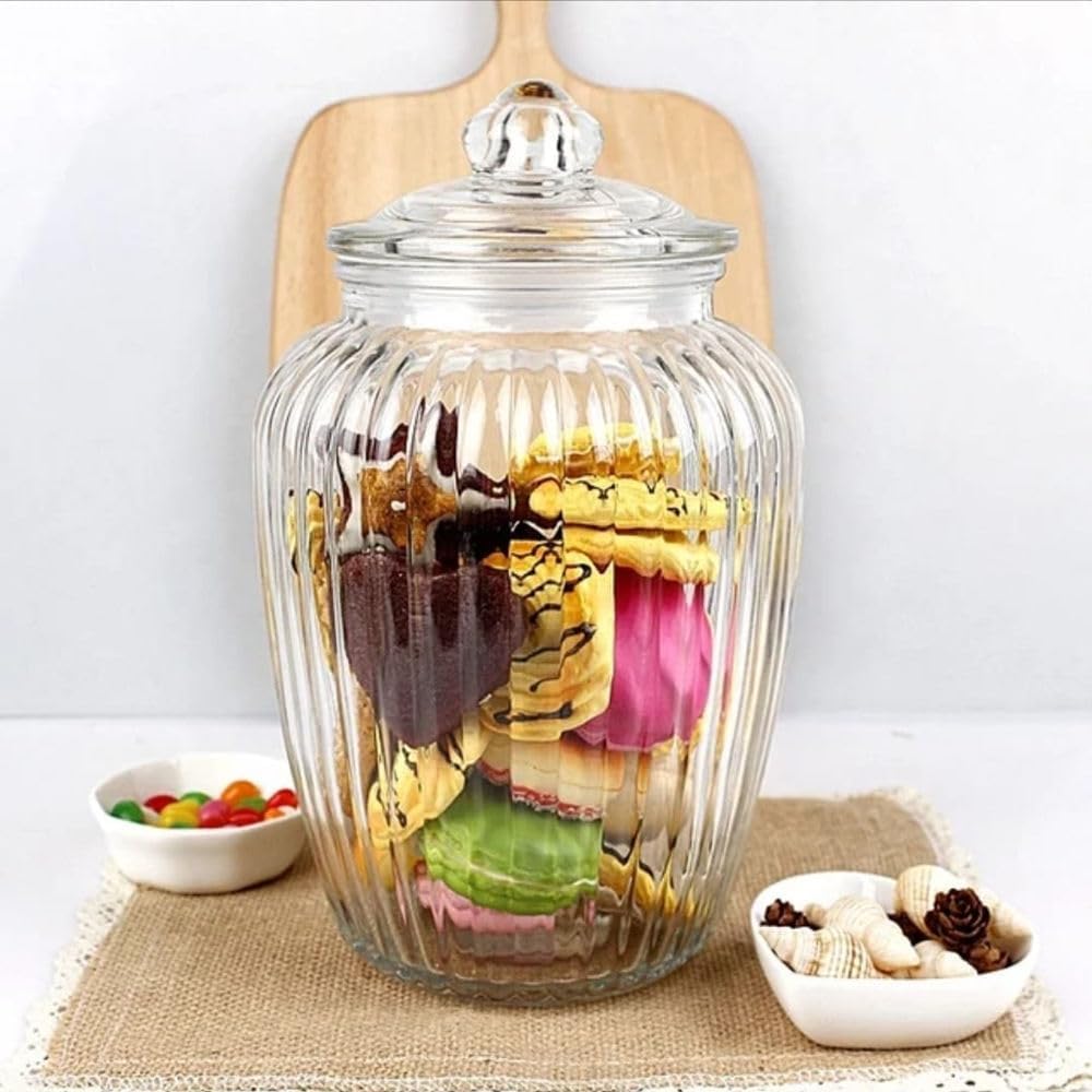 Bluemout Airtight Round Pop Glass Jar 2270Ml With Silicone Seal Lid  Multipurpose Kitchen Storage Container For Spices, Flour, 