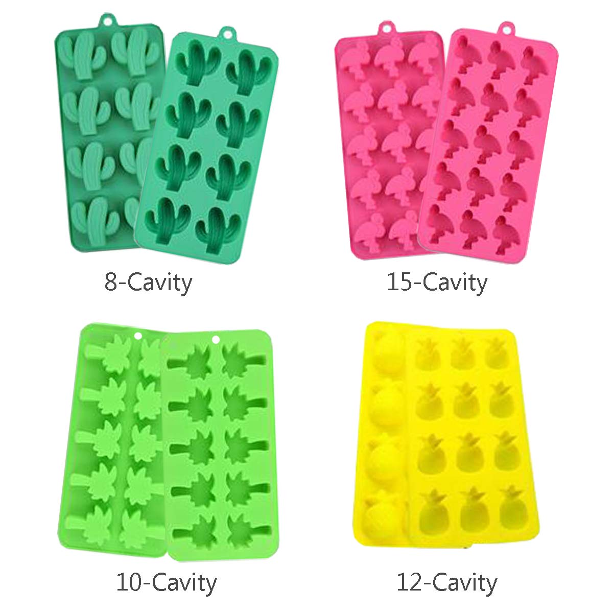 Krlifcsl Candy Molds Ice Cube Trays Chocolate Molds, Silicone Molds Including Cactus, Flamingo, Coconut Tree & Pineapple For Mak