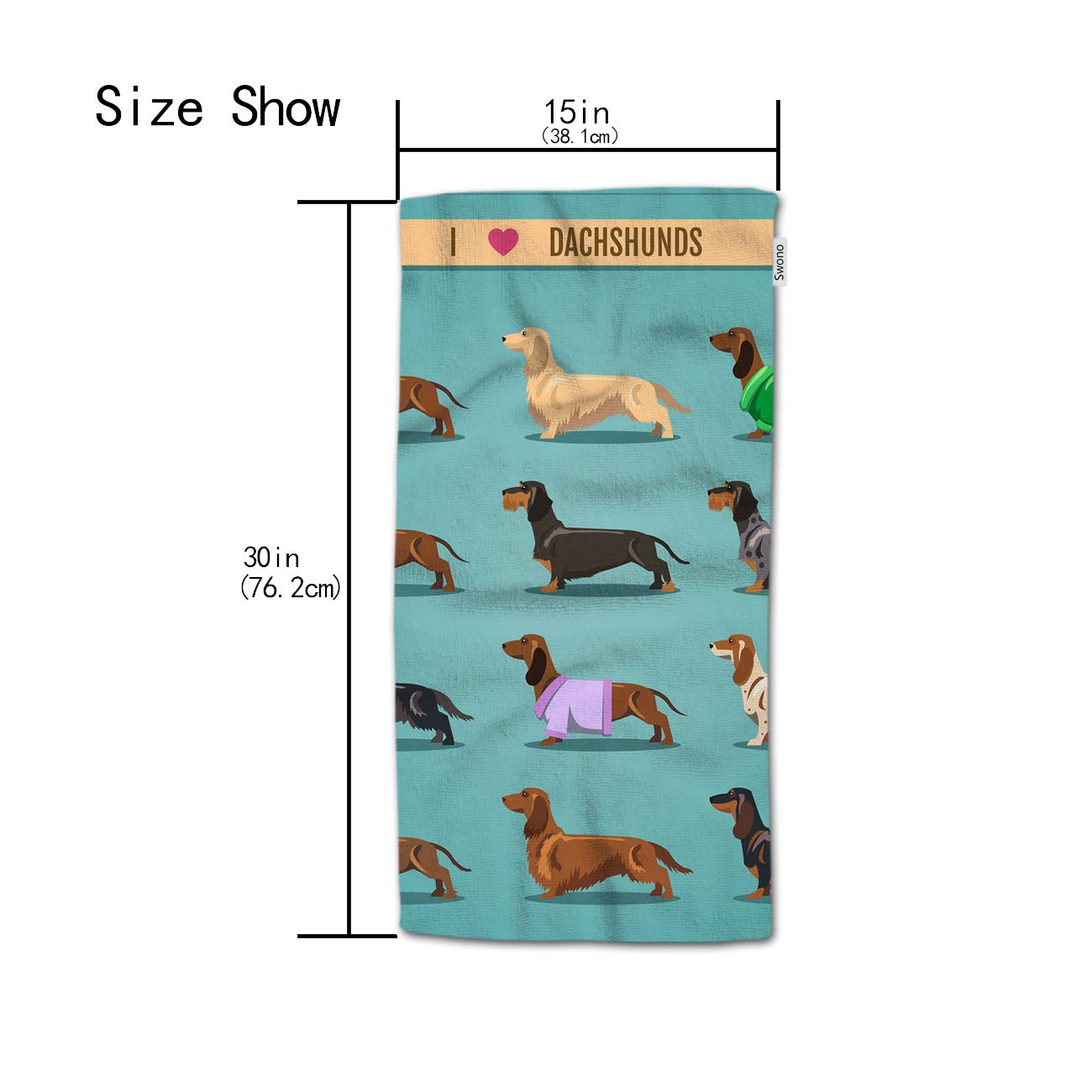 Hgod Designs Dog Hand Towels,Cute Dachshund Dog Pattern 100% Cotton Soft Bath Hand Towels For Bathroom Kitchen Hotel Spa Hand To