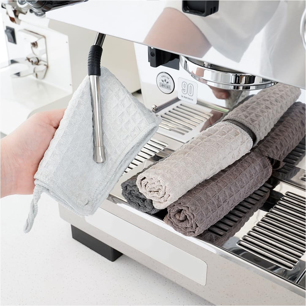 Watchget Barista Microfiber Cloths - 4 Pack (12''X12'') Professional Cleaning Towels For Espresso Machines, Steam Wands & Counte
