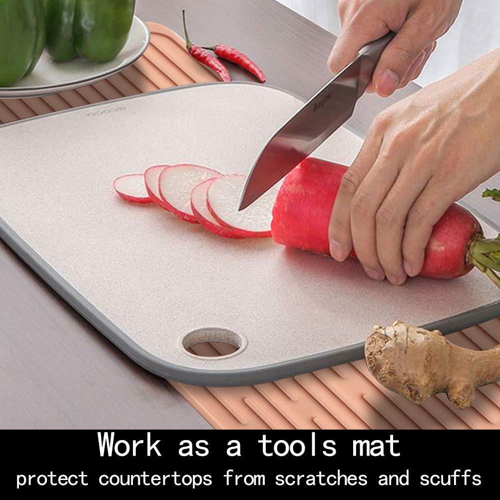 Dish Drying Mat,Large Silicone Drying Mat,Silicone Kitchen Countertop Drying Mat For Pots, Pans, Glassware, Silverware, 17.3''*7
