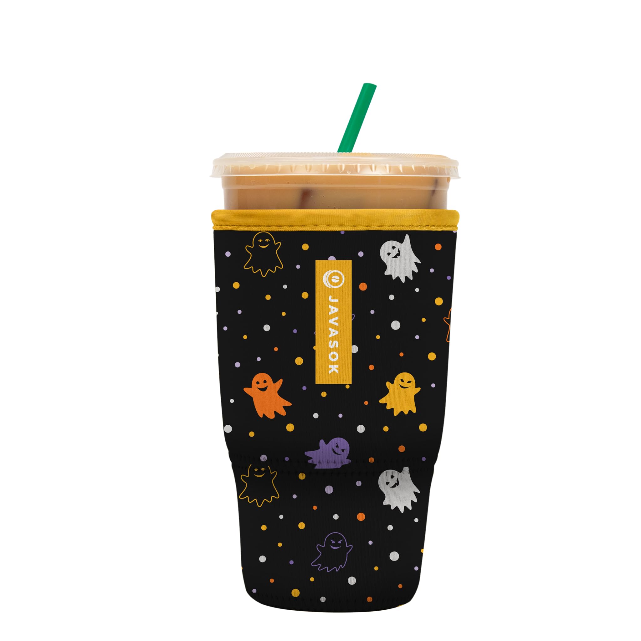 Sok It Java Sok Iced Coffee & Cold Soda Insulated Neoprene Cup Sleeve (Ghost Party, Large: 30-32oz)