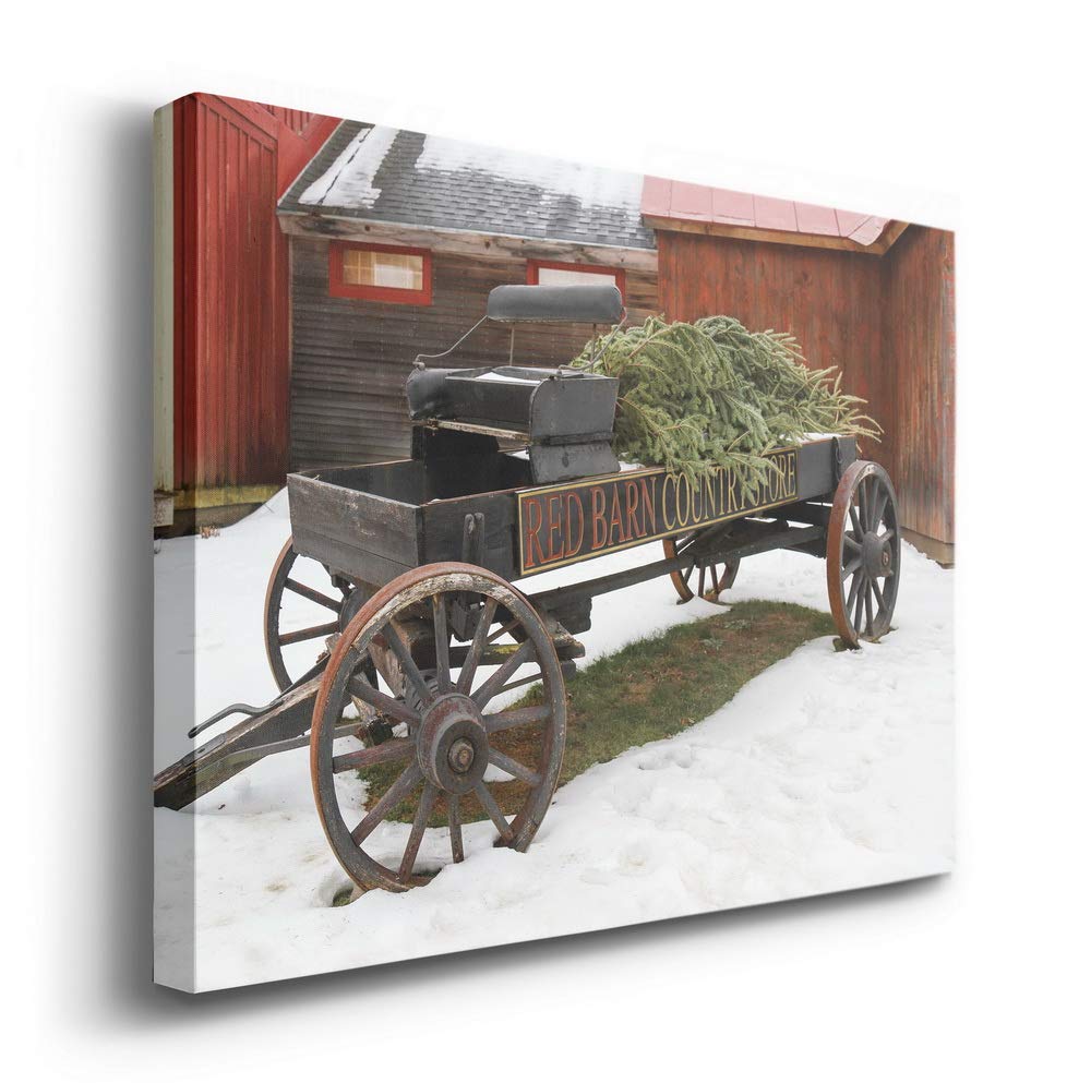Renditions Gallery Canvas Wall Art Modern Paintings & Prints Decor Red Barn Christmas Wagon Rustic Glam Festival Wall Hanging Ar
