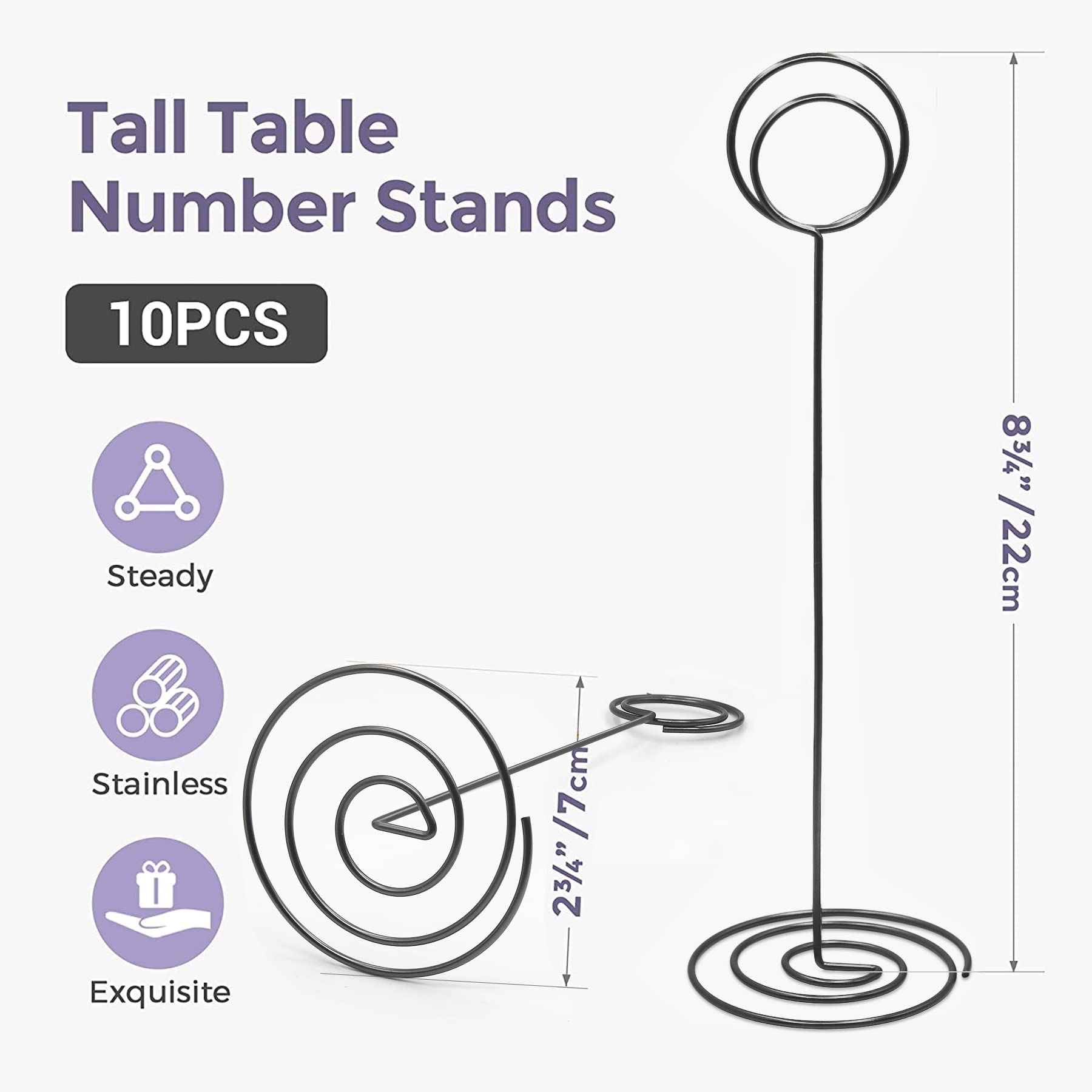 Homwanna Table Number Holders 10Pcs - 8.75 Inch Place Card Holder Tall Table Number Stands For Wedding Party Graduation Receptio