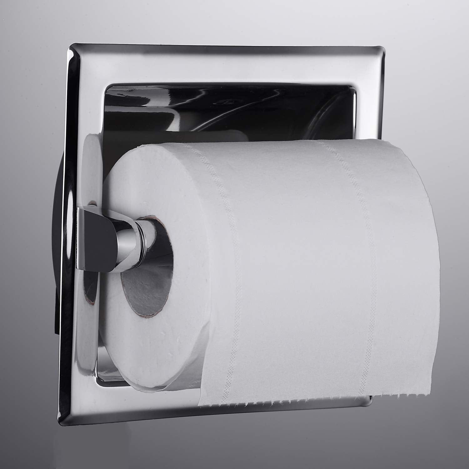 Smack Polished Chrome Recessed Toilet Paper Holder, Bathroom Wall Mount Recessed Toilet Tissue Roll Paper Holder Include Rear Mo