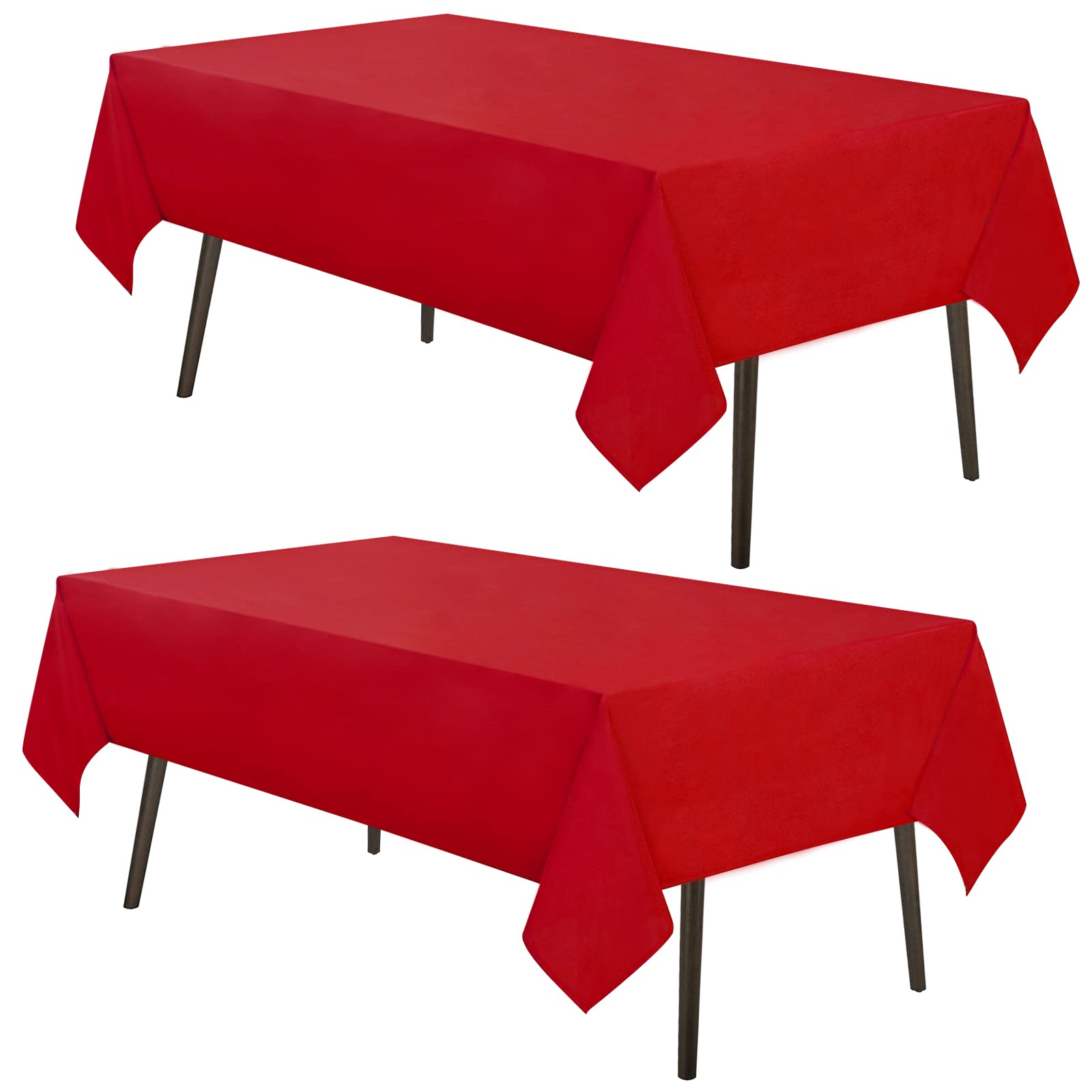 Mysky Home 2Pack Red Tablecloth 60X102 Inch Rectangle Table Cloth For 6 Feet Table- Wrinkle Resistant Washable Polyester Table C