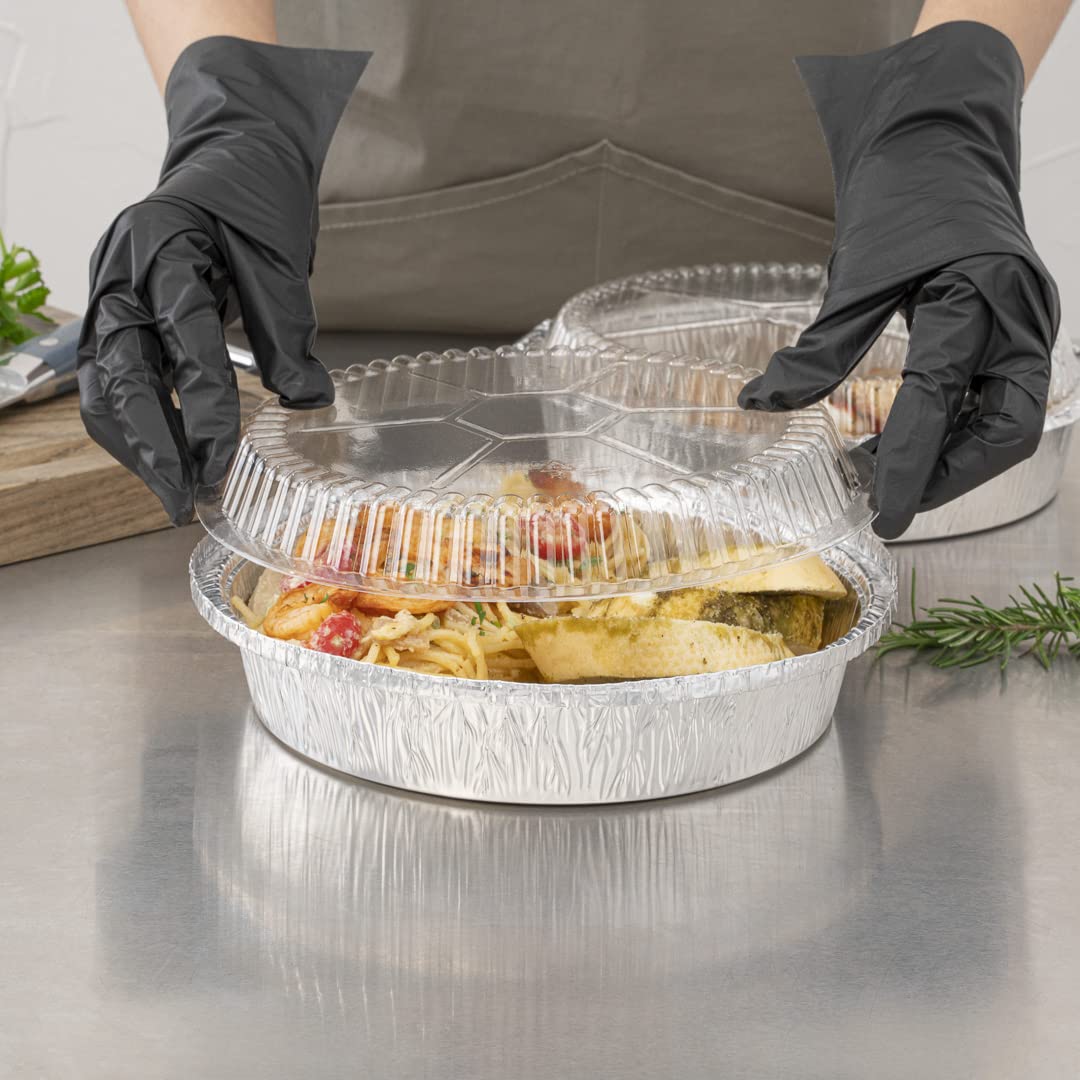 Restaurantware Lids Only: Foil Lux Plastic Lids For 8 Inch To Go Pans 100 Round Plastic Dome Lids - Pans Sold Separately Dome De