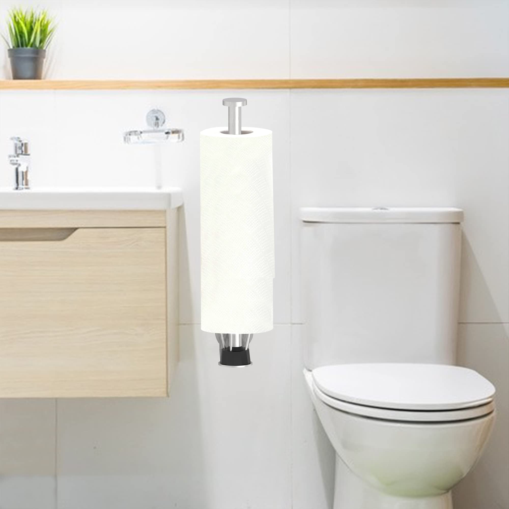 Paper Towel Holder Under Cabinet Brushed Nickel Wall Mount Paper Towel Holder With Damping Single Hand Operable, Under Counter P