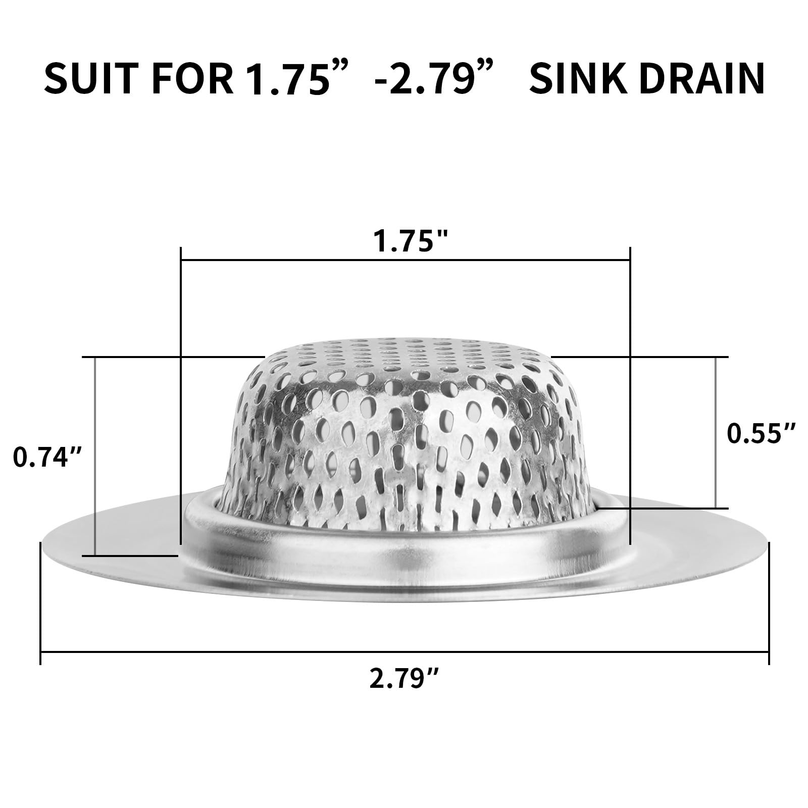 Ohtomber 2PCS Stainless Steel Bathtub Drain Strainer Cover - 2.79 inch Shower Hair Drain Catcher  Sink Strainer Filter Basket for Bathroom Sink  Wash Basin  Floor