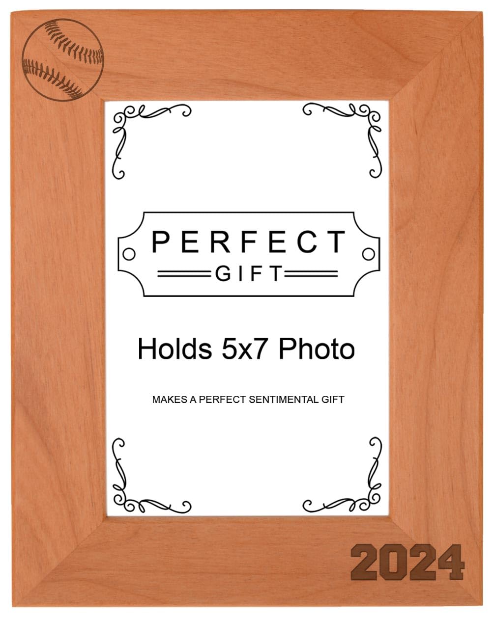 Personalized Gifts Sports Frame 5x7 Baseball Frame 2024 Baseball Photo Frame Wood Engraved 5x7 Portrait Picture Frame