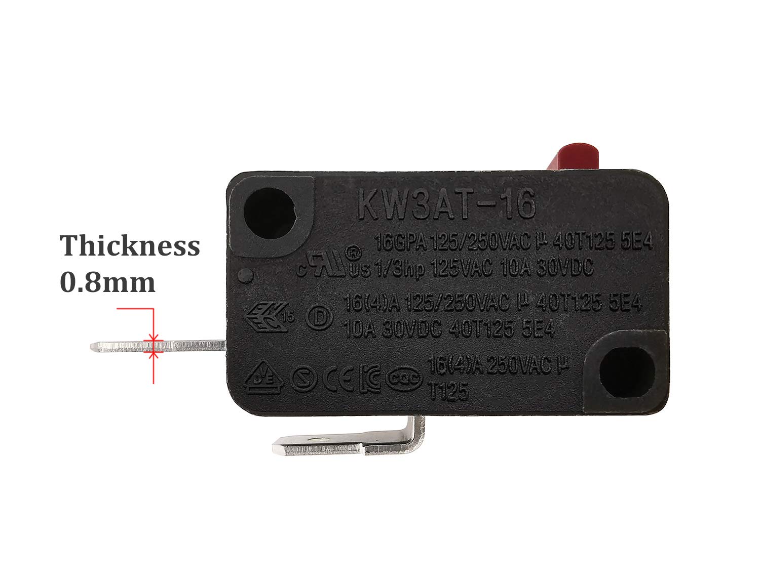 Microwave Oven Door Switch Replacement Part, 16A 125Vac, Kw3At-16 (Downward Compatible With Kw3A-16), Normally Open - 1Pc