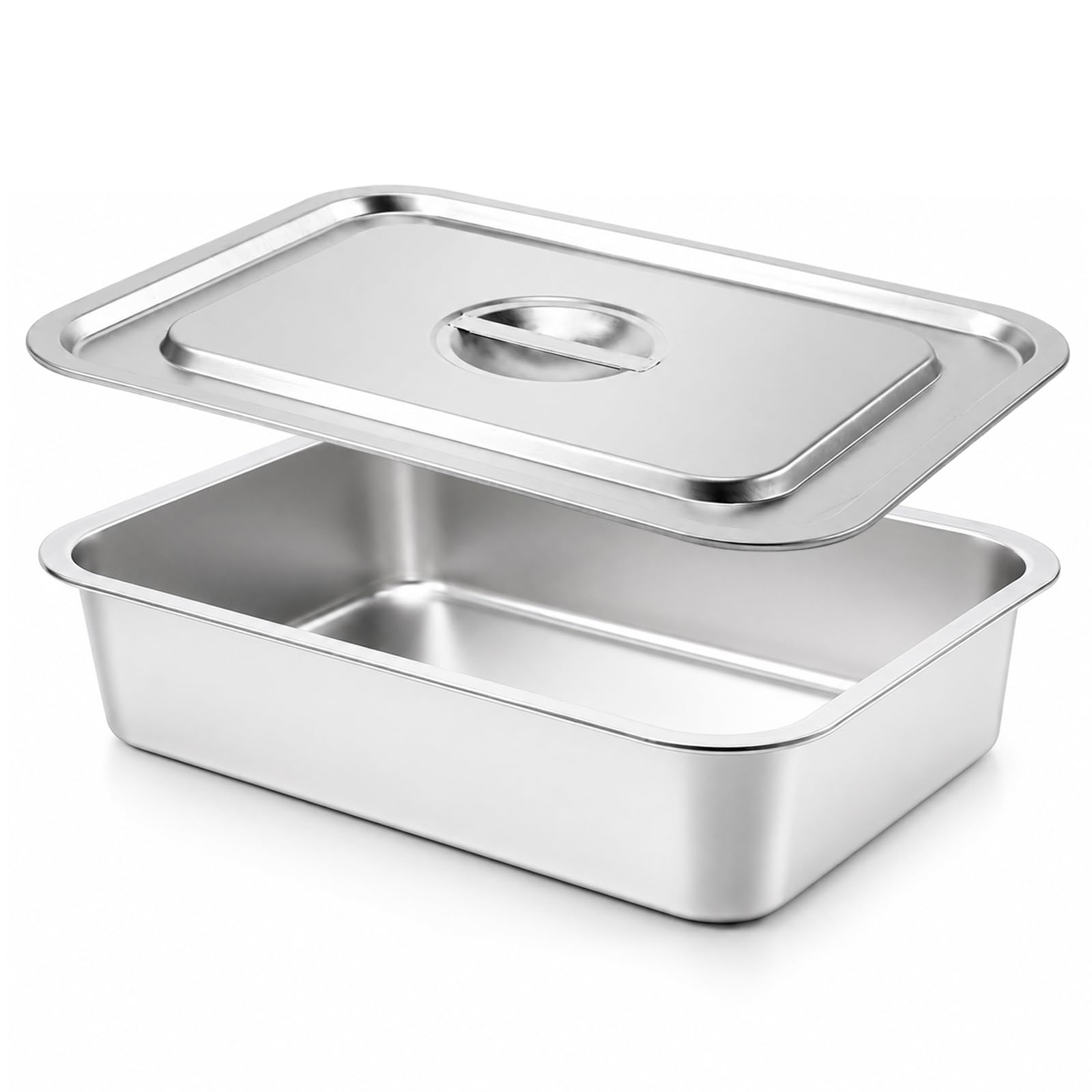 4 Inch Extra Deep Lasagna Pan with Lid 9.2QT Stainless Steel Nonstick Lasagna Baking Roasting Pan 11.8x15.7 Inch Large Baking Di