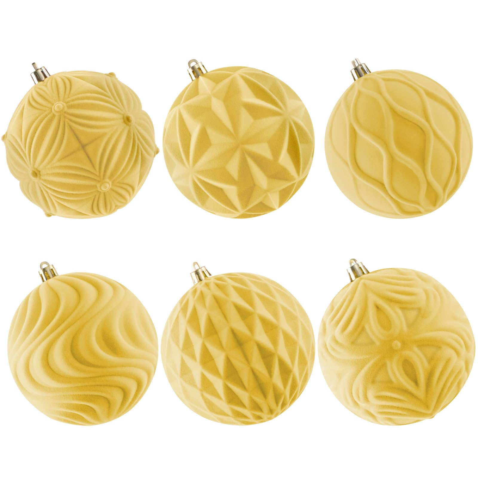 Lanpn 6 Pcs 4 Large Christmas Ornaments, Oversized Velvet Xmas Tree Ball, Big Flocked Christmas Tree Ornament, Shatterproof Plas