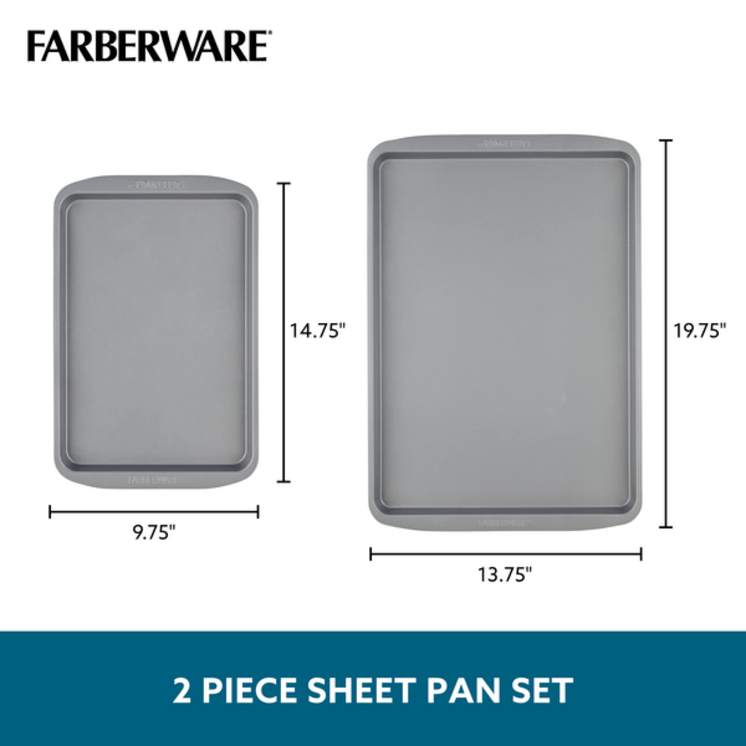 Farberware Goldenbake Nonstick Bakeware Cookie/Baking, 2-Piece Sheet Pan Set, Gray